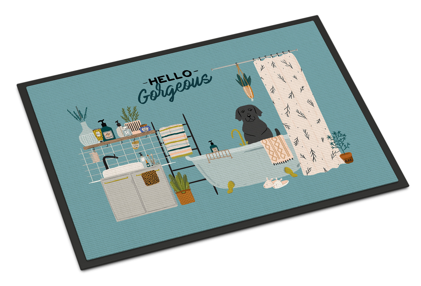 Black Labrador in Bathtub Indoor or Outdoor Mat 18x27 CK7479MAT - the-store.com