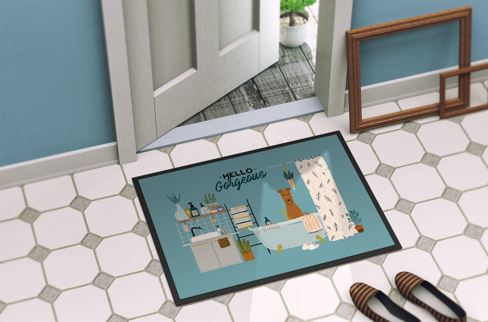 Irish Terrier in Bathtub Indoor or Outdoor Mat 18x27 CK7484MAT - the-store.com