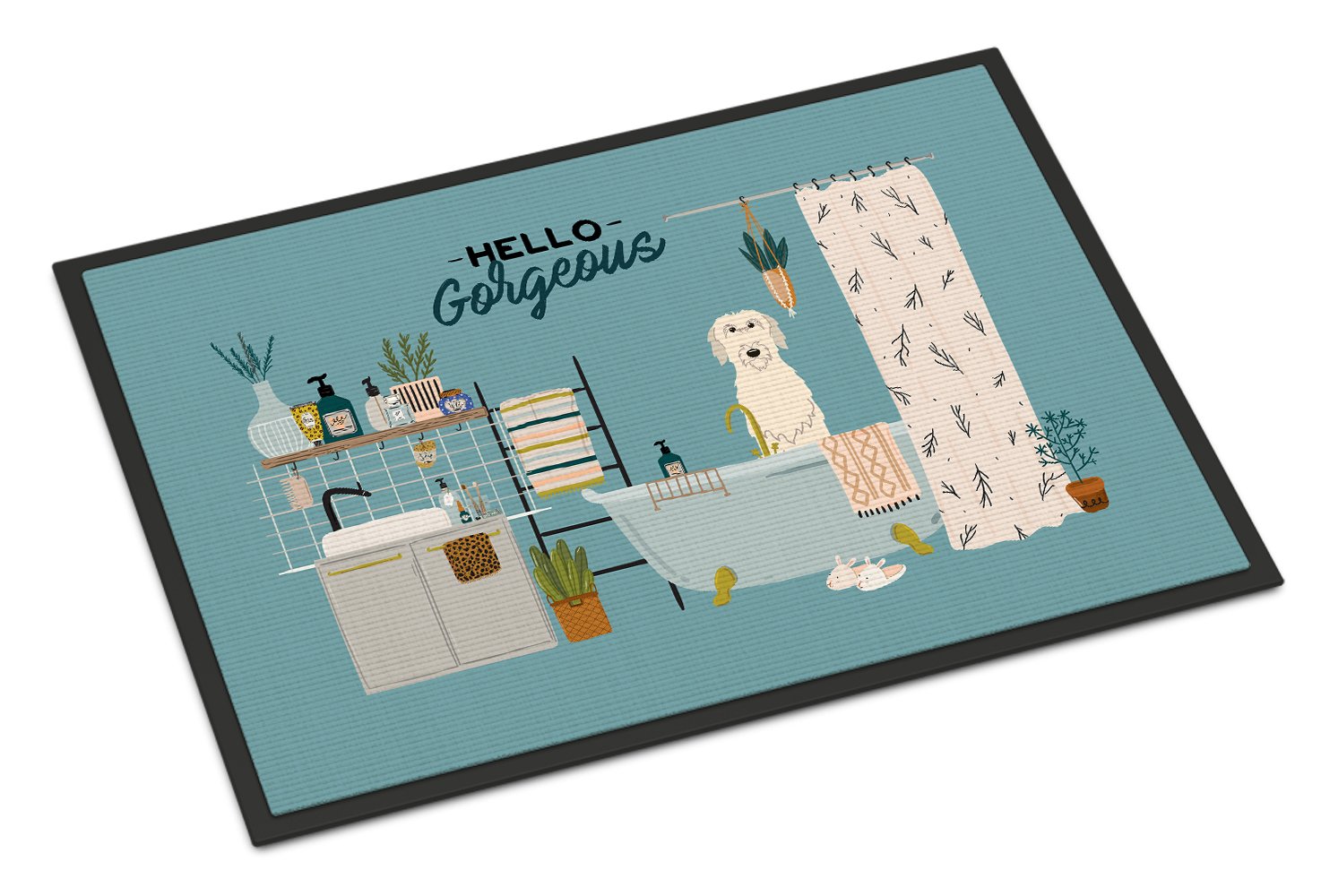 Irish Wolfhound in Bathtub Indoor or Outdoor Mat 24x36 CK7487JMAT by Caroline's Treasures