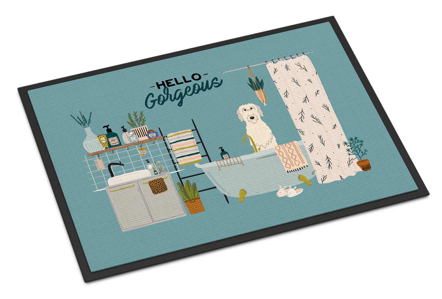 Irish Wolfhound in Bathtub Indoor or Outdoor Mat 18x27 CK7487MAT - the-store.com