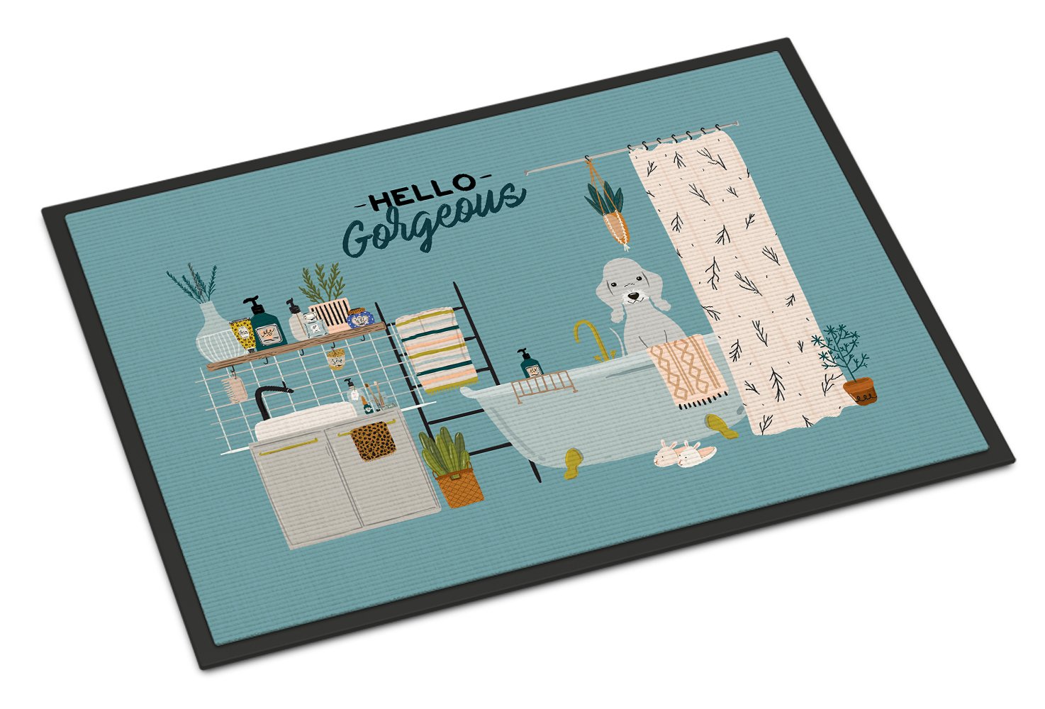 Blue Bedlington Terrier in Bathtub Indoor or Outdoor Mat 24x36 CK7512JMAT by Caroline's Treasures