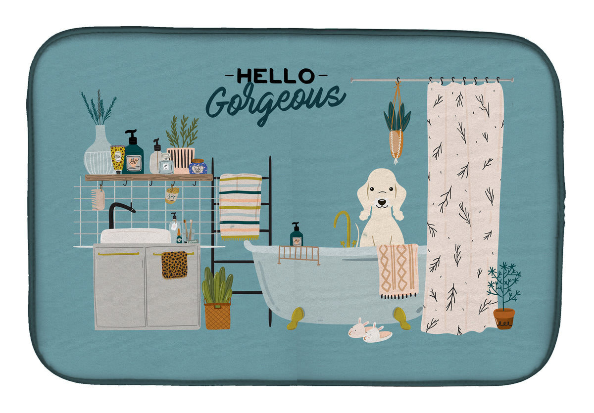 Sandy Bedlington Terrier in Bathtub Dish Drying Mat CK7513DDM  the-store.com.