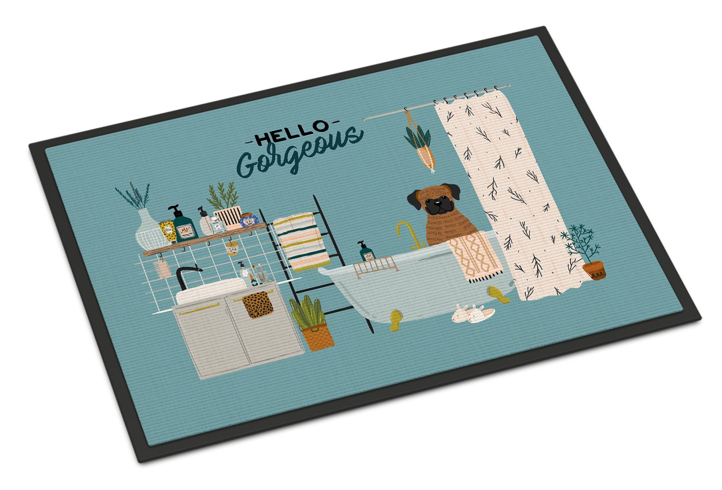 Brindle Boxer in Bathtub Indoor or Outdoor Mat 24x36 CK7539JMAT by Caroline's Treasures