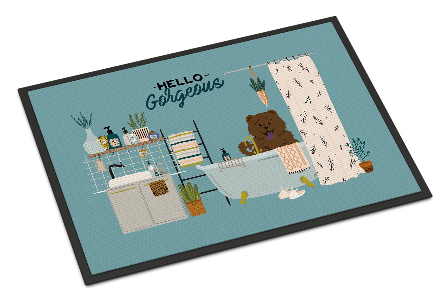 Chocolate Chow Chow in Bathtub Indoor or Outdoor Mat 24x36 CK7563JMAT by Caroline's Treasures