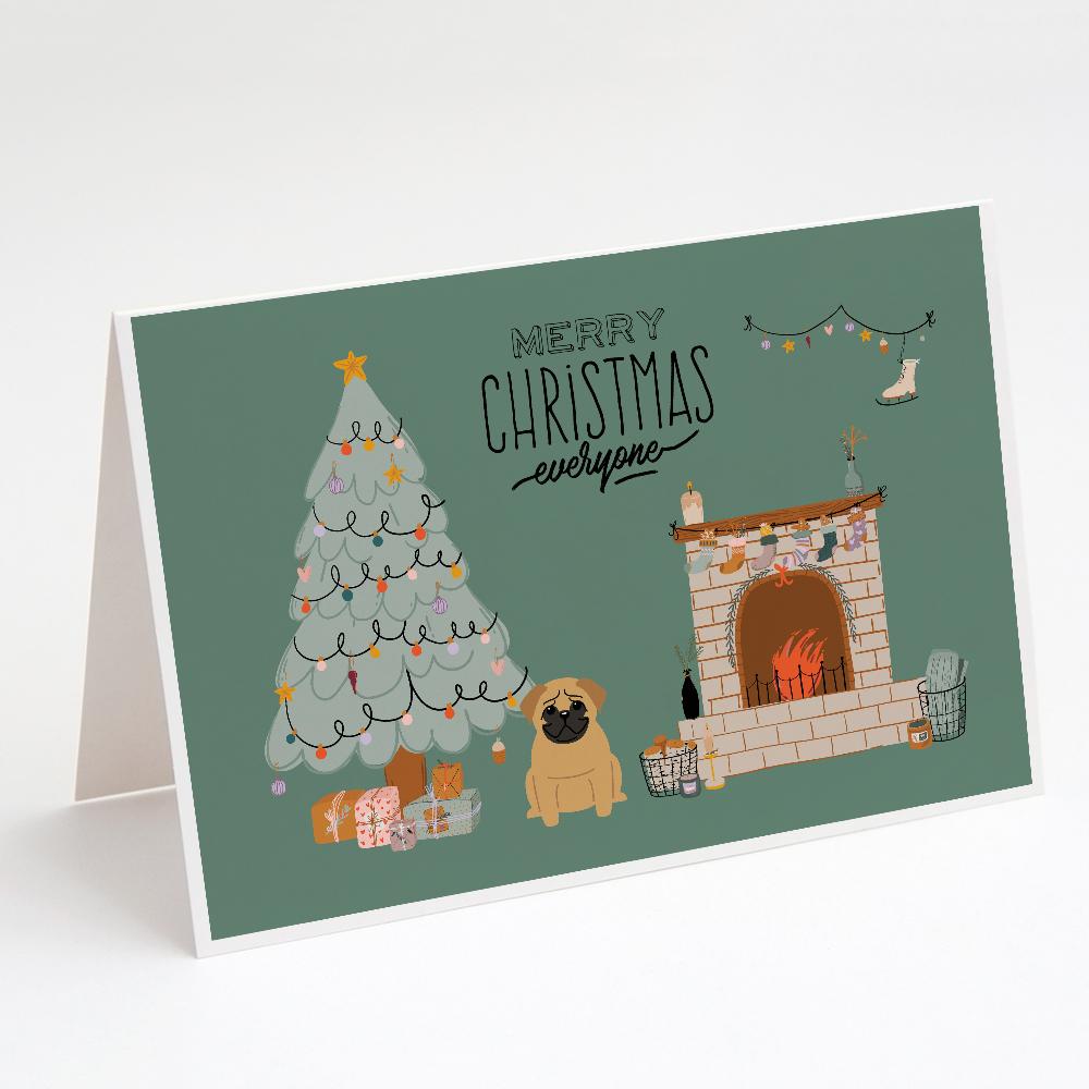 Buy this Brown Pug Christmas Everyone Greeting Cards and Envelopes Pack of 8