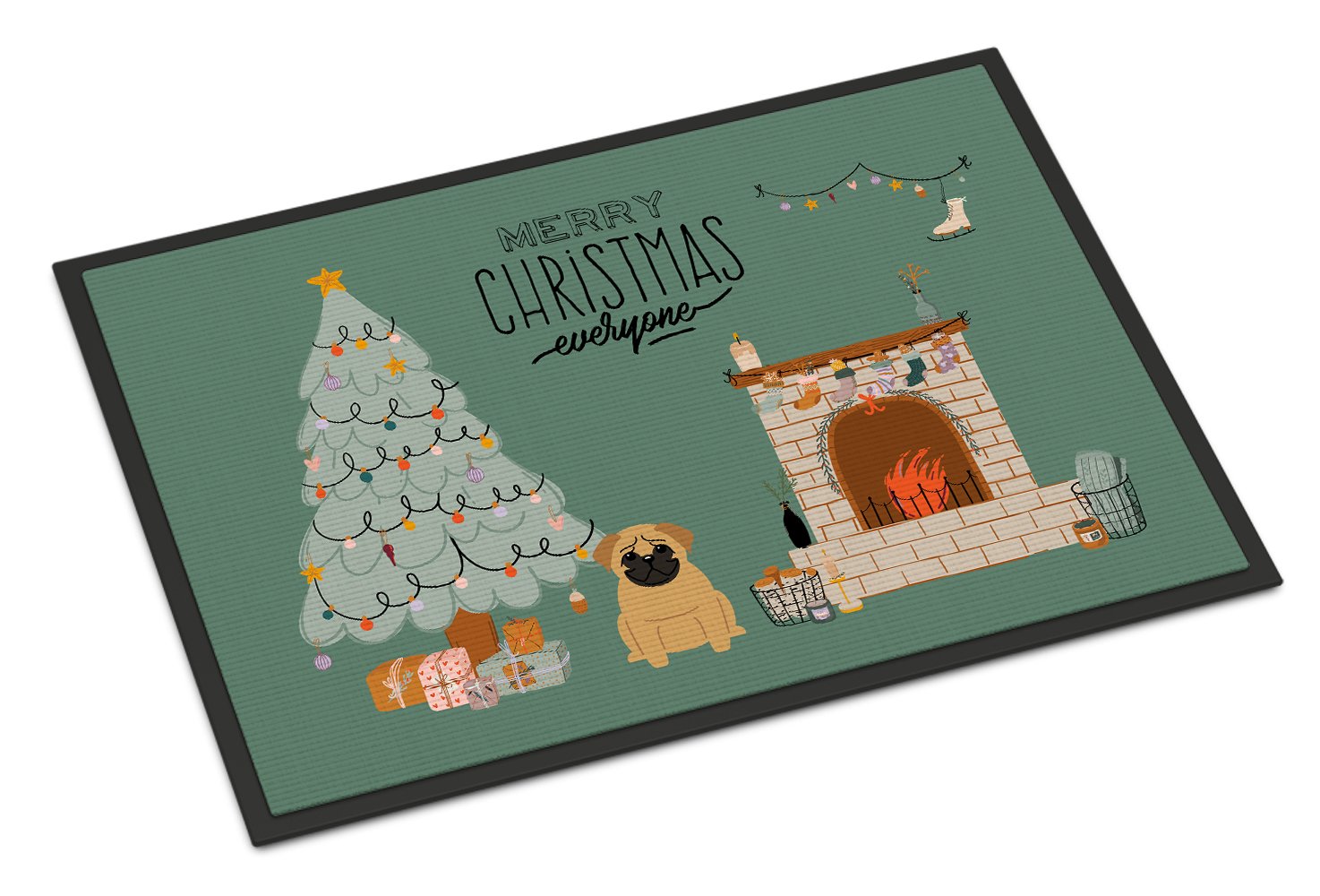 Brown Pug Christmas Everyone Indoor or Outdoor Mat 24x36 CK7570JMAT by Caroline's Treasures