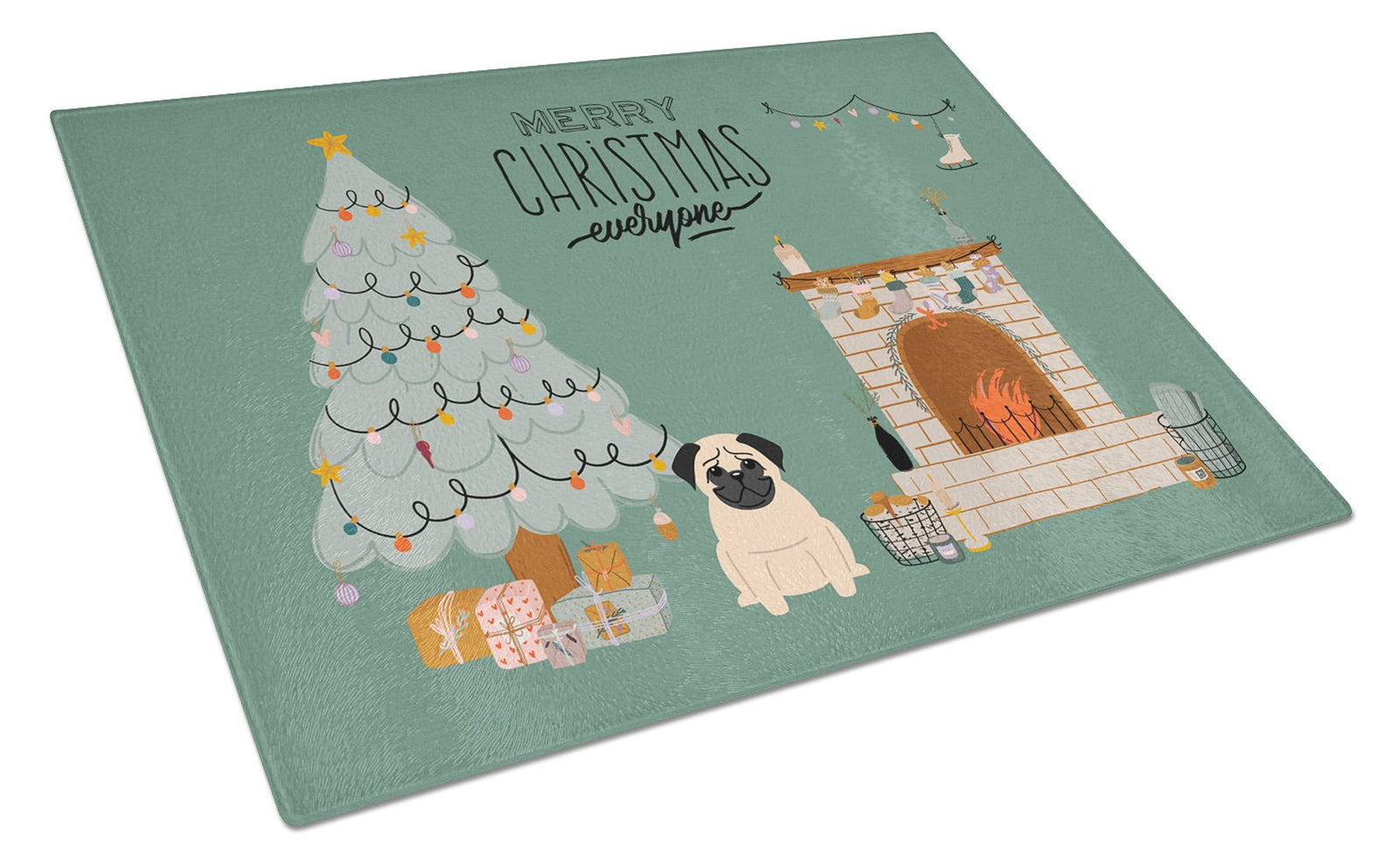 Fawn Pug Christmas Everyone Glass Cutting Board Large CK7571LCB by Caroline's Treasures