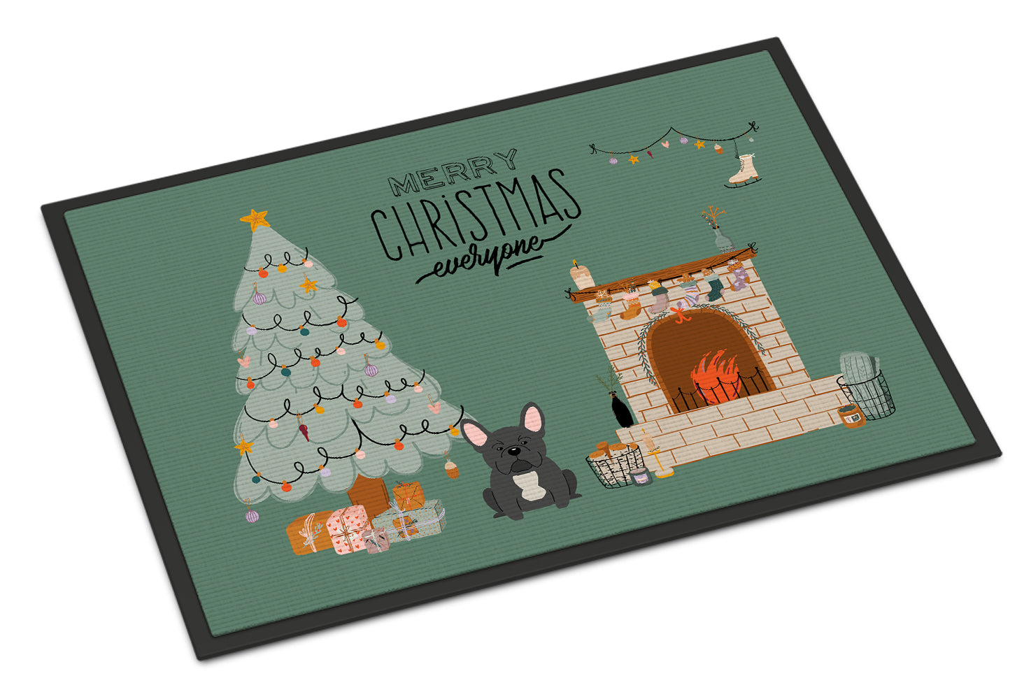 Black French Bulldog Christmas Everyone Indoor or Outdoor Mat 18x27 CK7577MAT - the-store.com