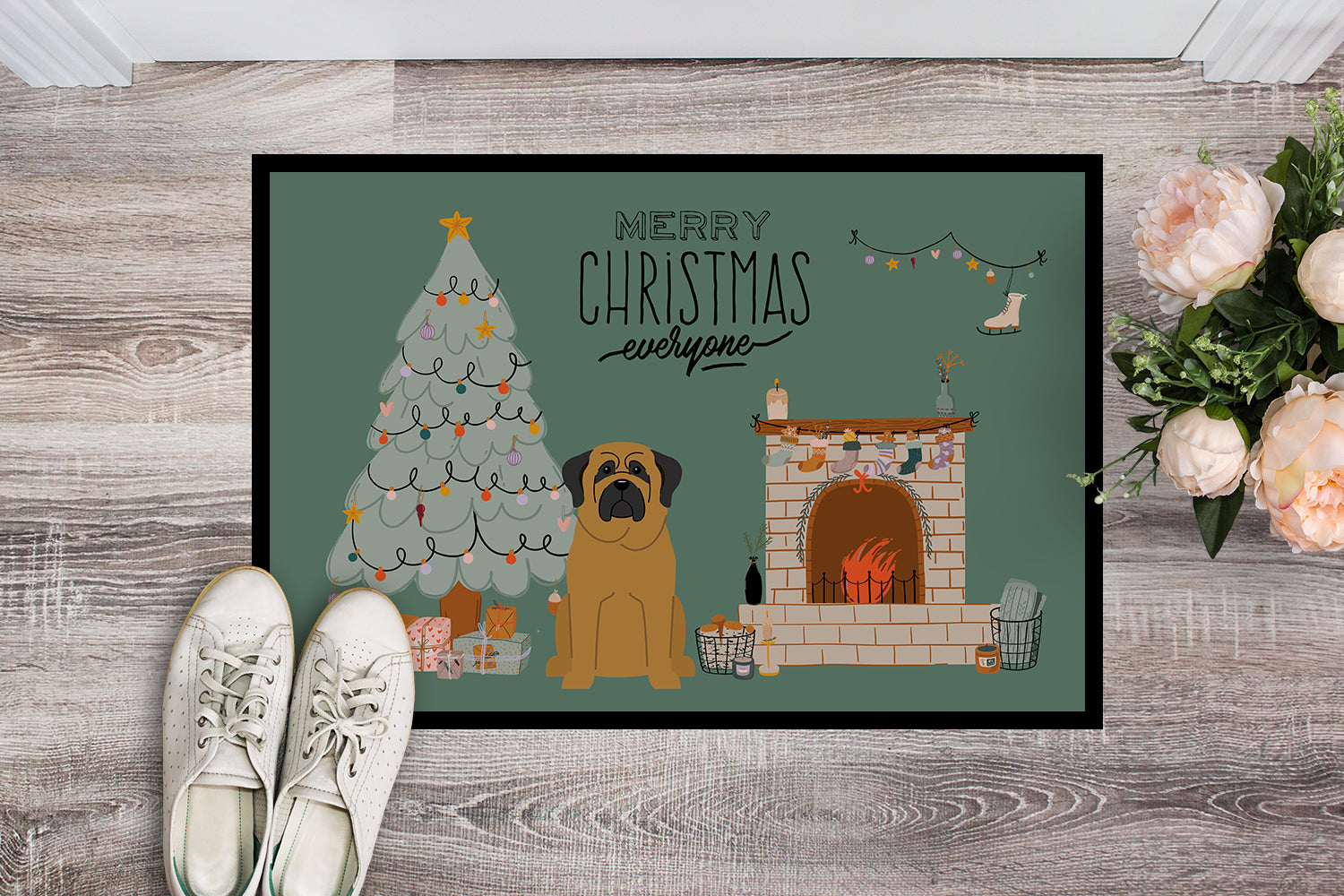 Mastiff Christmas Everyone Indoor or Outdoor Mat 18x27 CK7581MAT - the-store.com