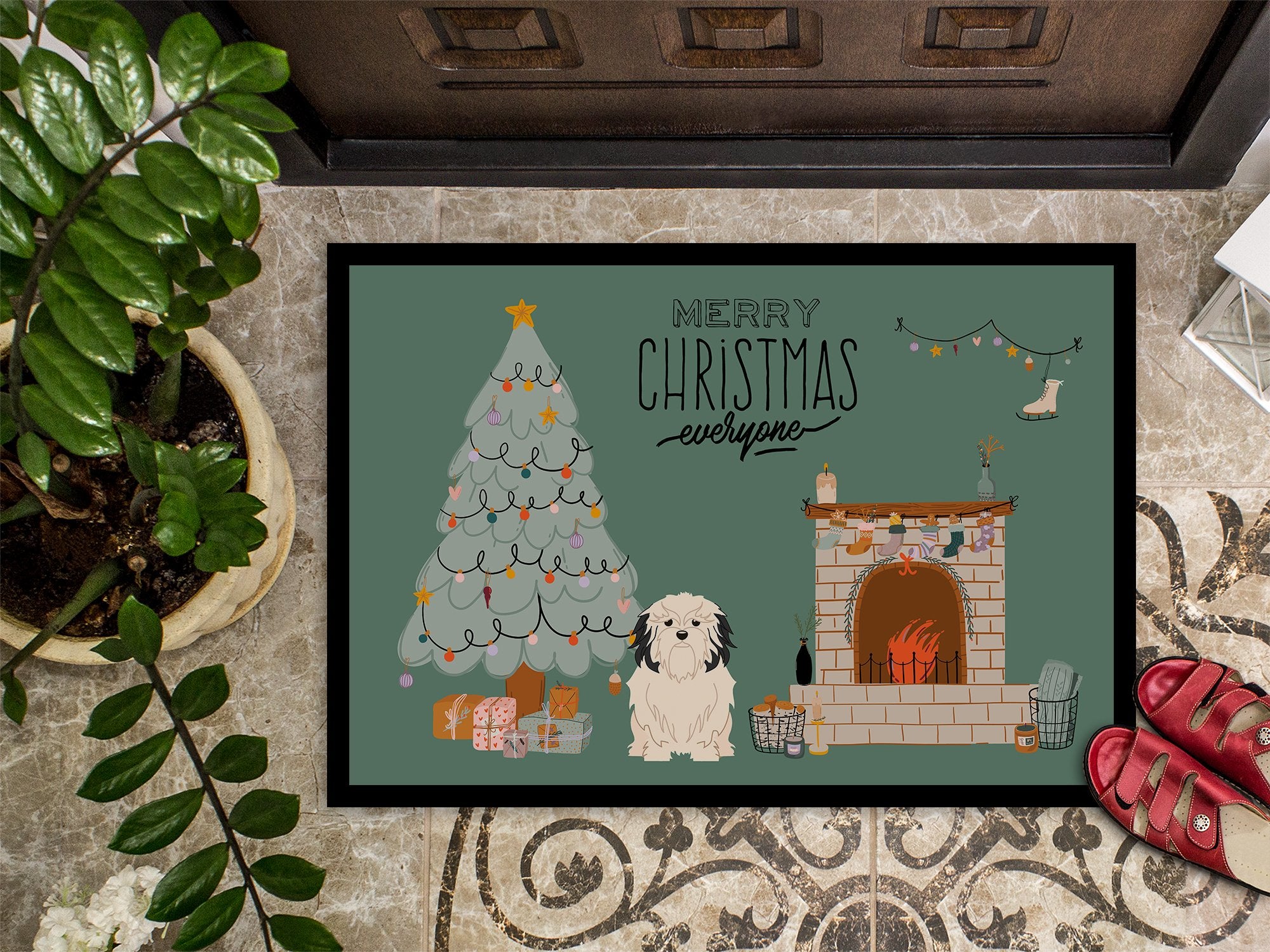 Lowchen Christmas Everyone Indoor or Outdoor Mat 24x36 CK7582JMAT by Caroline's Treasures