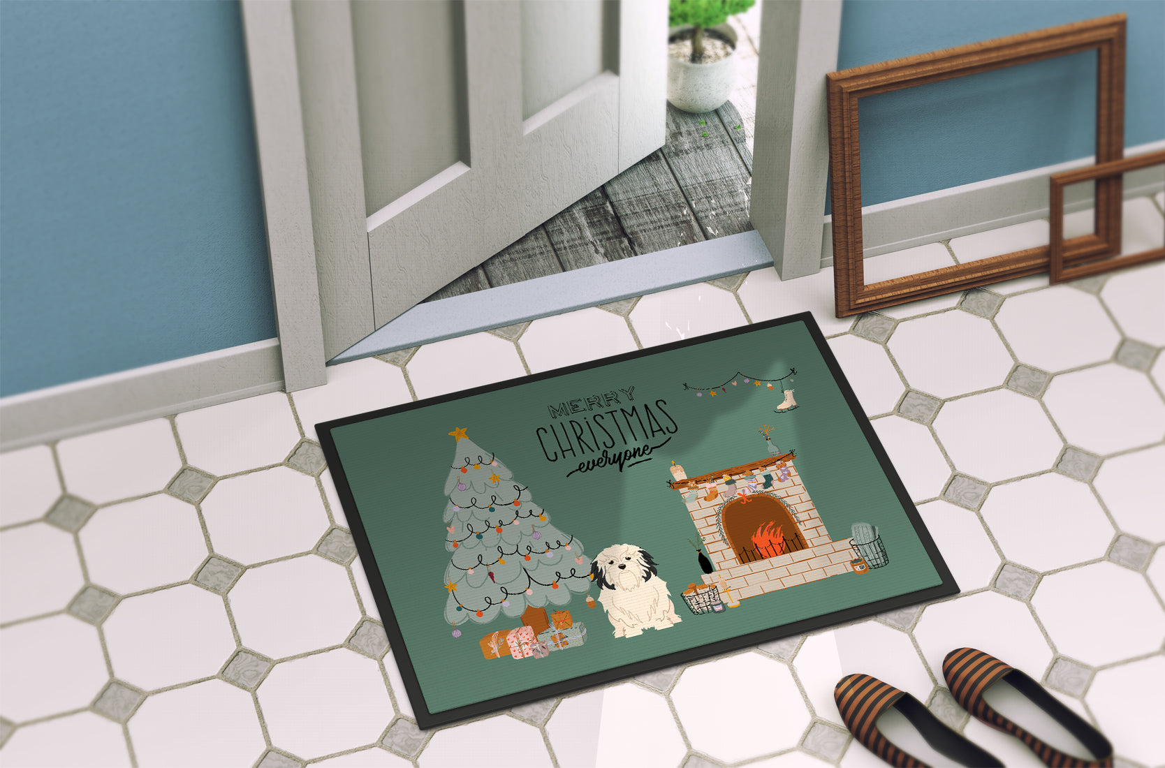 Lowchen Christmas Everyone Indoor or Outdoor Mat 18x27 CK7582MAT - the-store.com