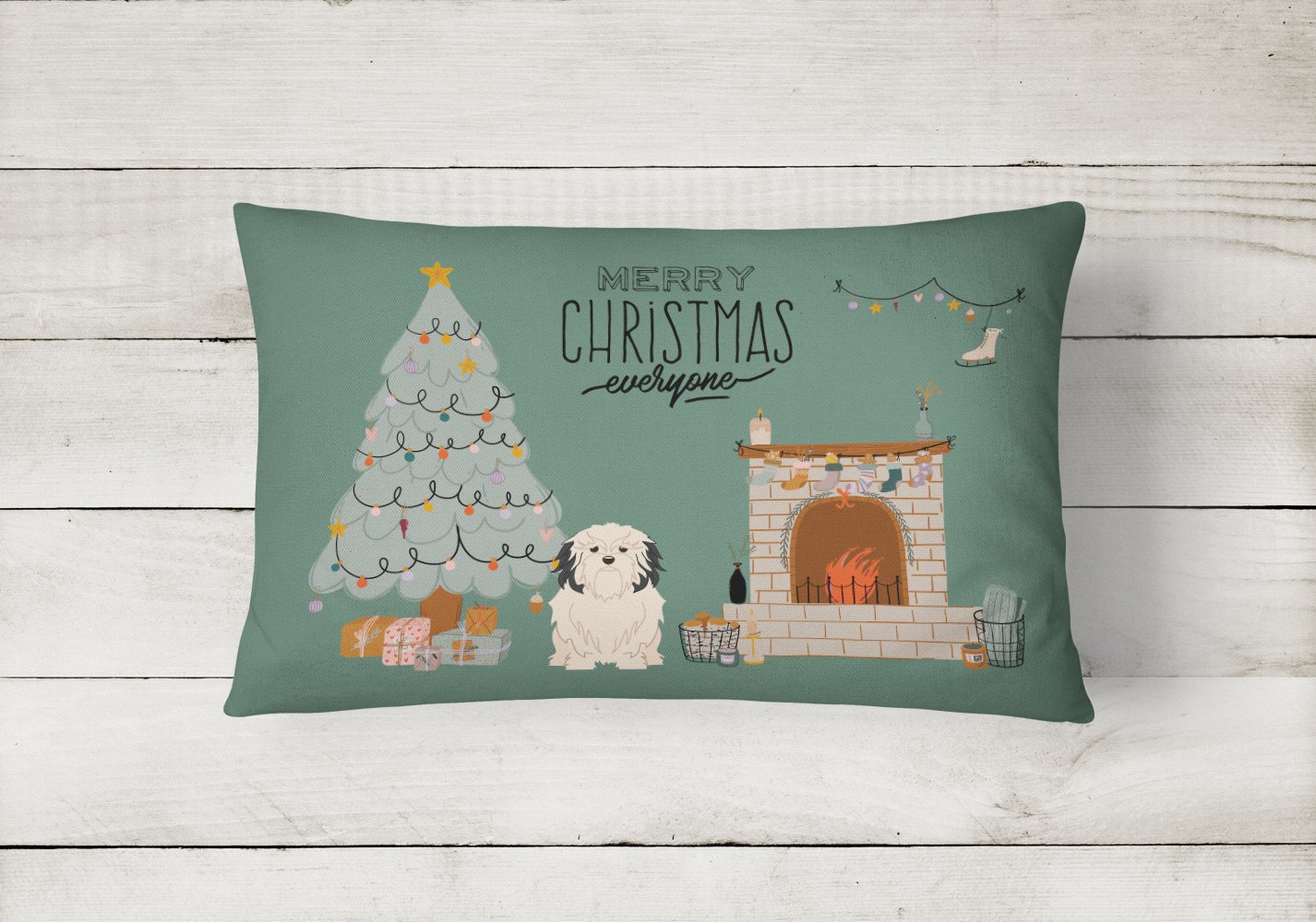 Lowchen Christmas Everyone Canvas Fabric Decorative Pillow CK7582PW1216 by Caroline's Treasures