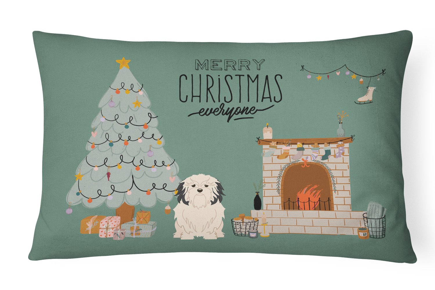 Lowchen Christmas Everyone Canvas Fabric Decorative Pillow CK7582PW1216 by Caroline's Treasures