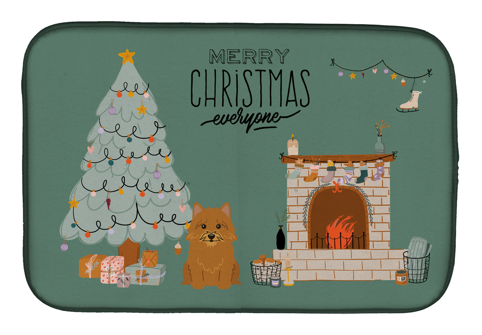 Norwich Terrier Christmas Everyone Dish Drying Mat CK7583DDM  the-store.com.