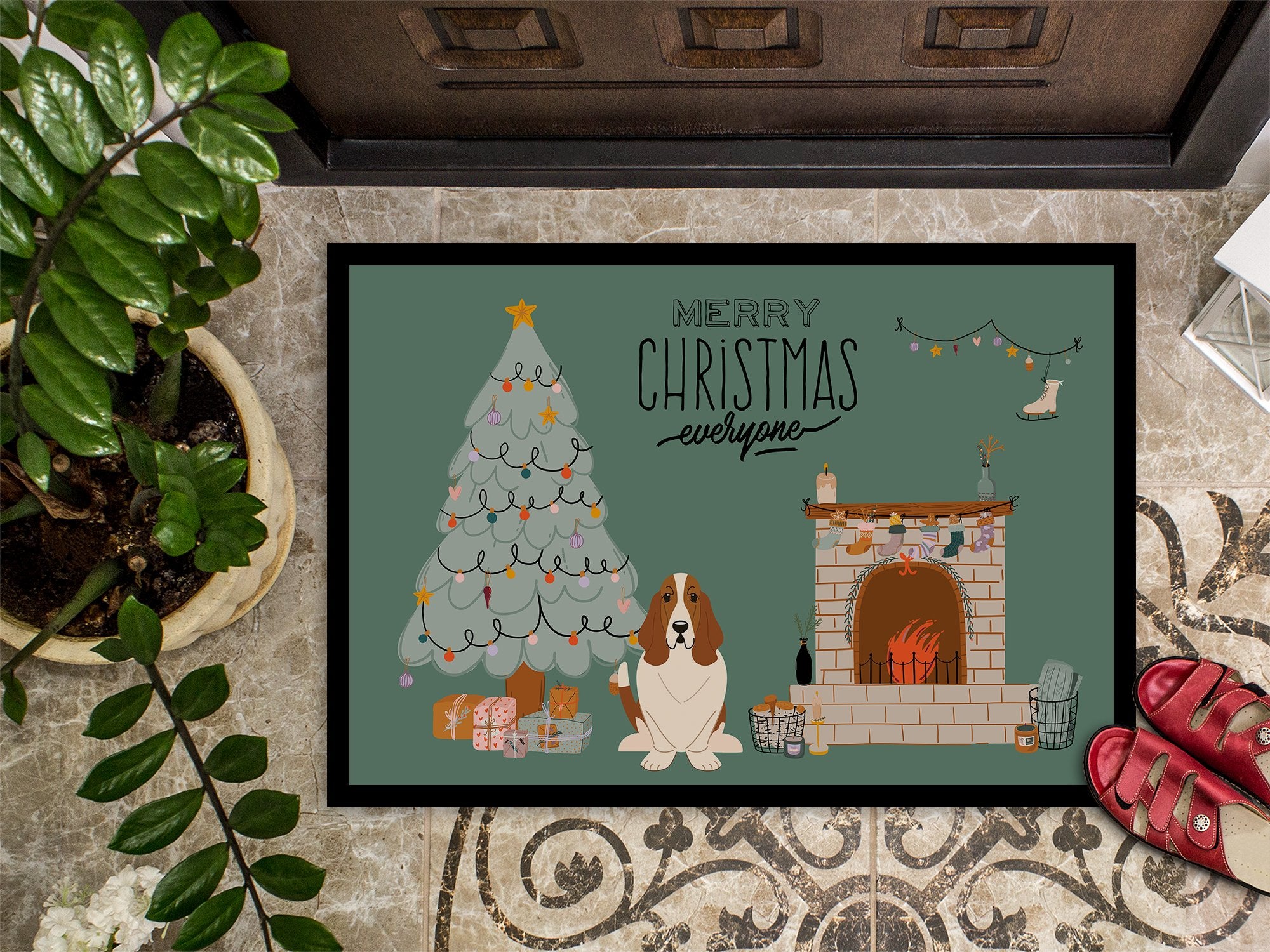 Basset Hound Christmas Everyone Indoor or Outdoor Mat 24x36 CK7584JMAT by Caroline's Treasures