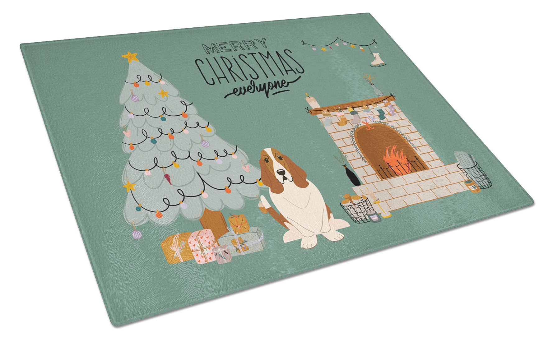 Basset Hound Christmas Everyone Glass Cutting Board Large CK7584LCB by Caroline's Treasures