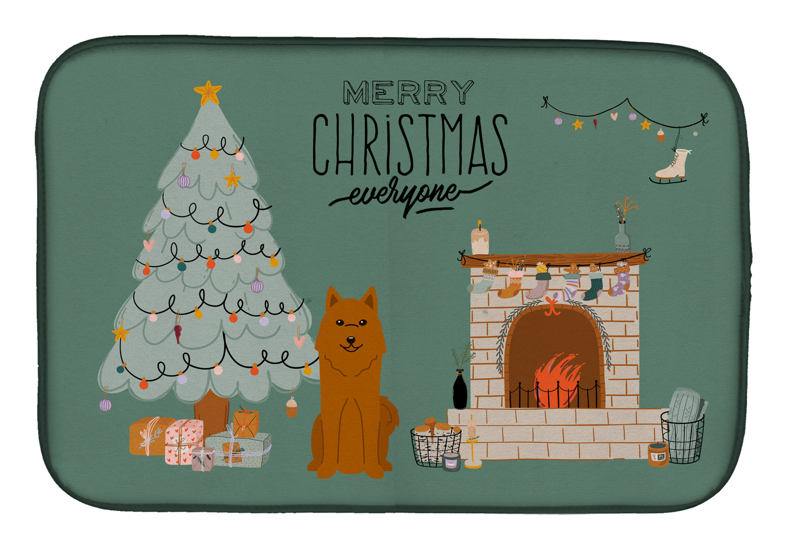 Karelian Bear Dog Christmas Everyone Dish Drying Mat CK7585DDM  the-store.com.