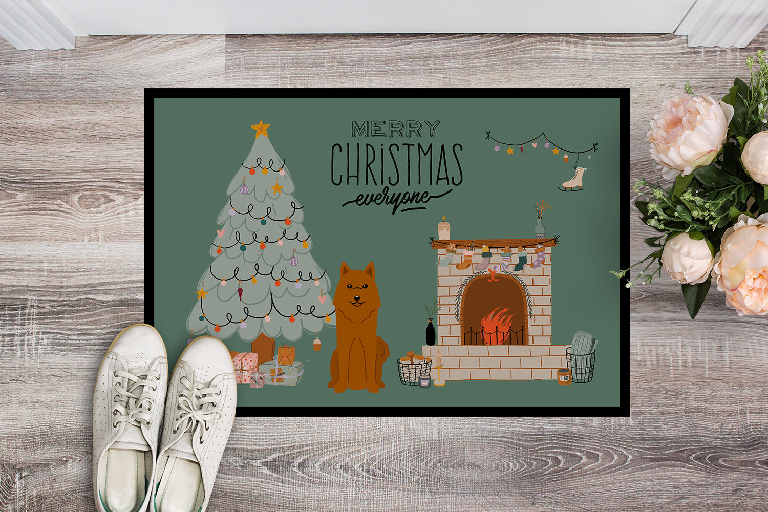 Karelian Bear Dog Christmas Everyone Indoor or Outdoor Mat 18x27 CK7585MAT - the-store.com