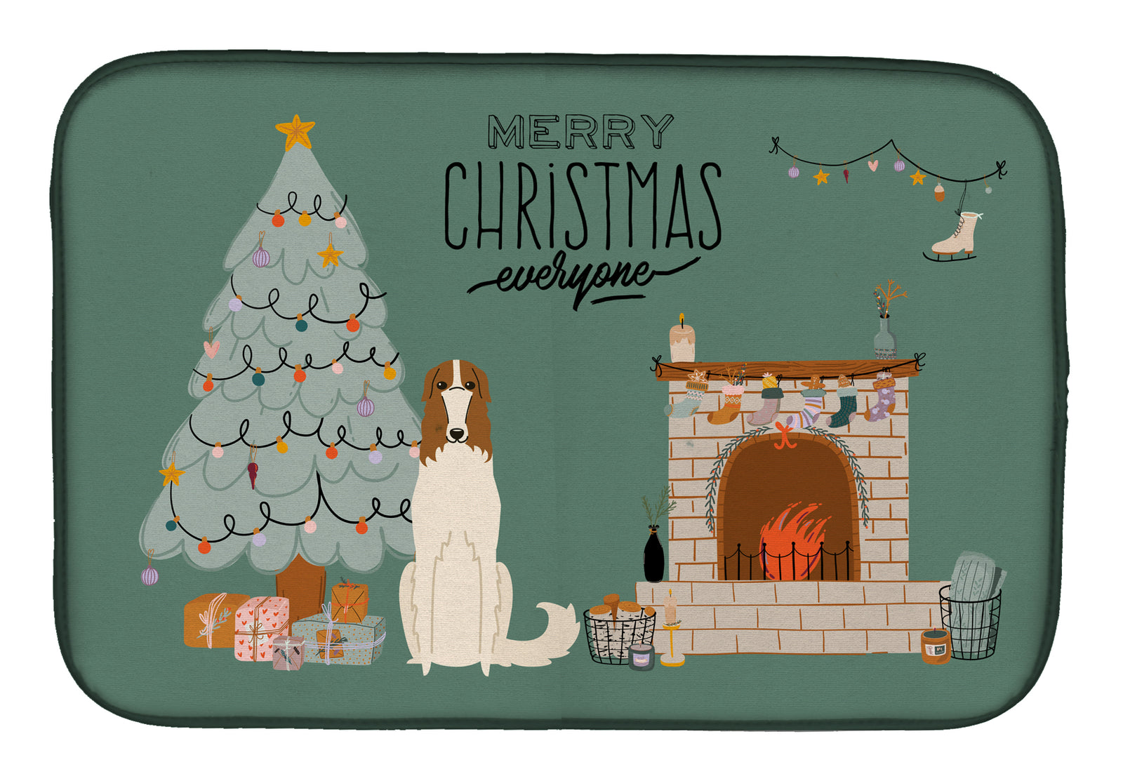 Borzoi Christmas Everyone Dish Drying Mat CK7586DDM  the-store.com.