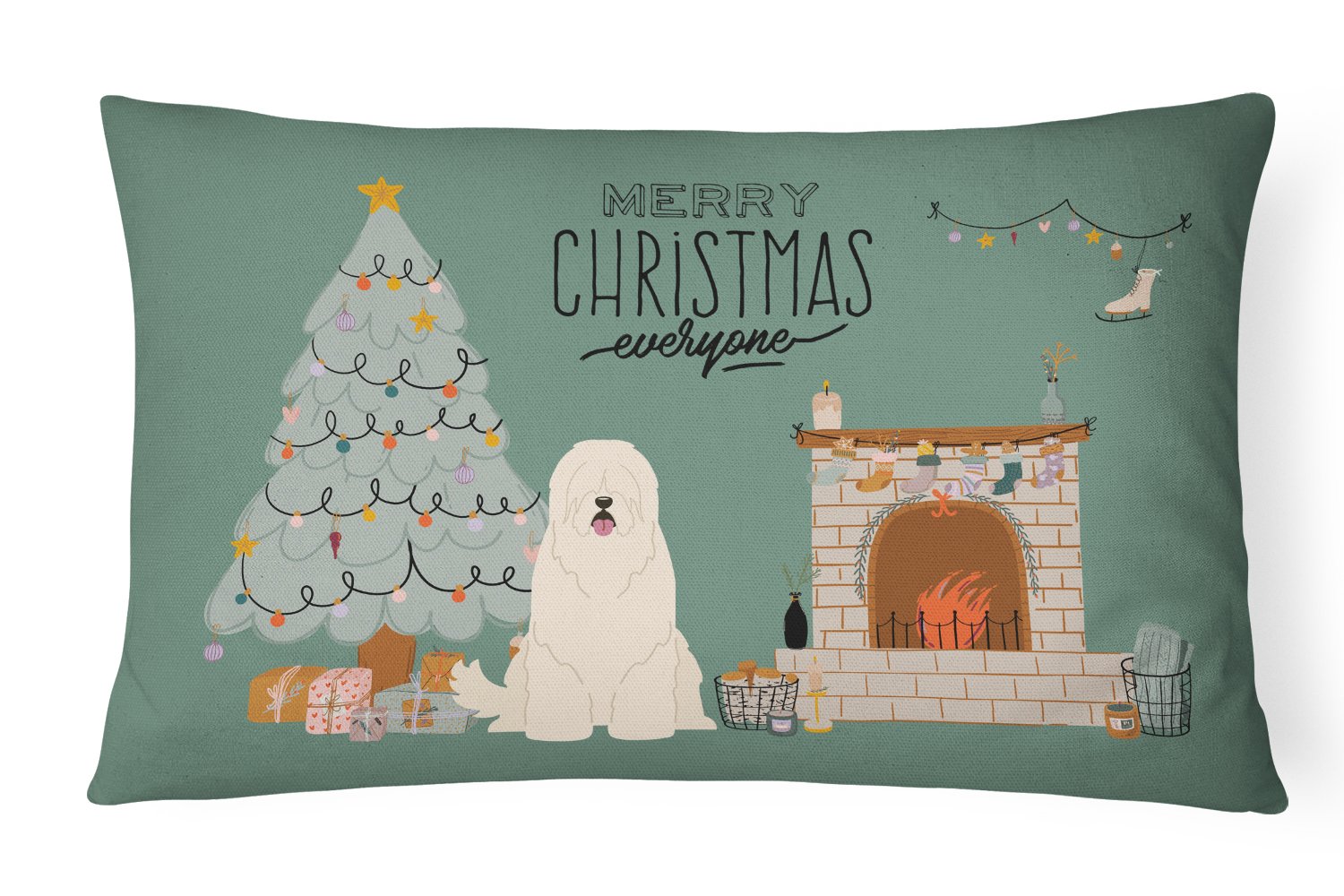 South Russian Sheepdog Christmas Everyone Canvas Fabric Decorative Pillow CK7587PW1216 by Caroline's Treasures