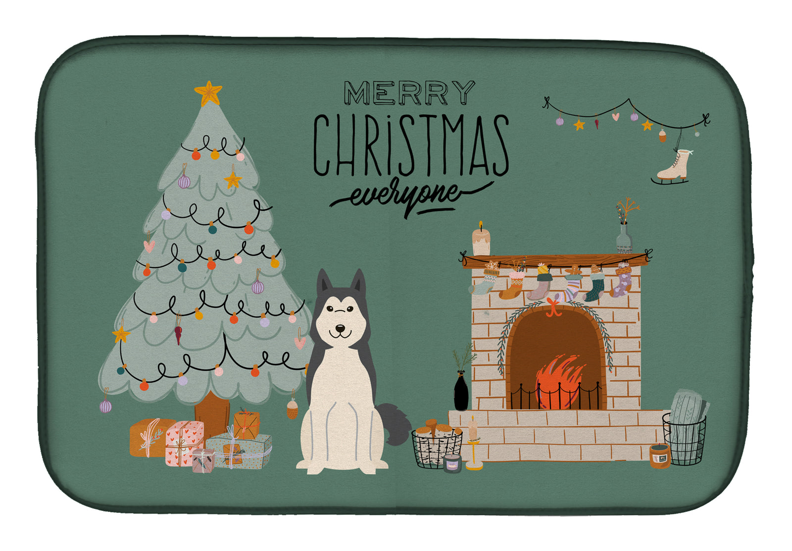 West Siberian Laika Spitz Christmas Everyone Dish Drying Mat CK7588DDM  the-store.com.