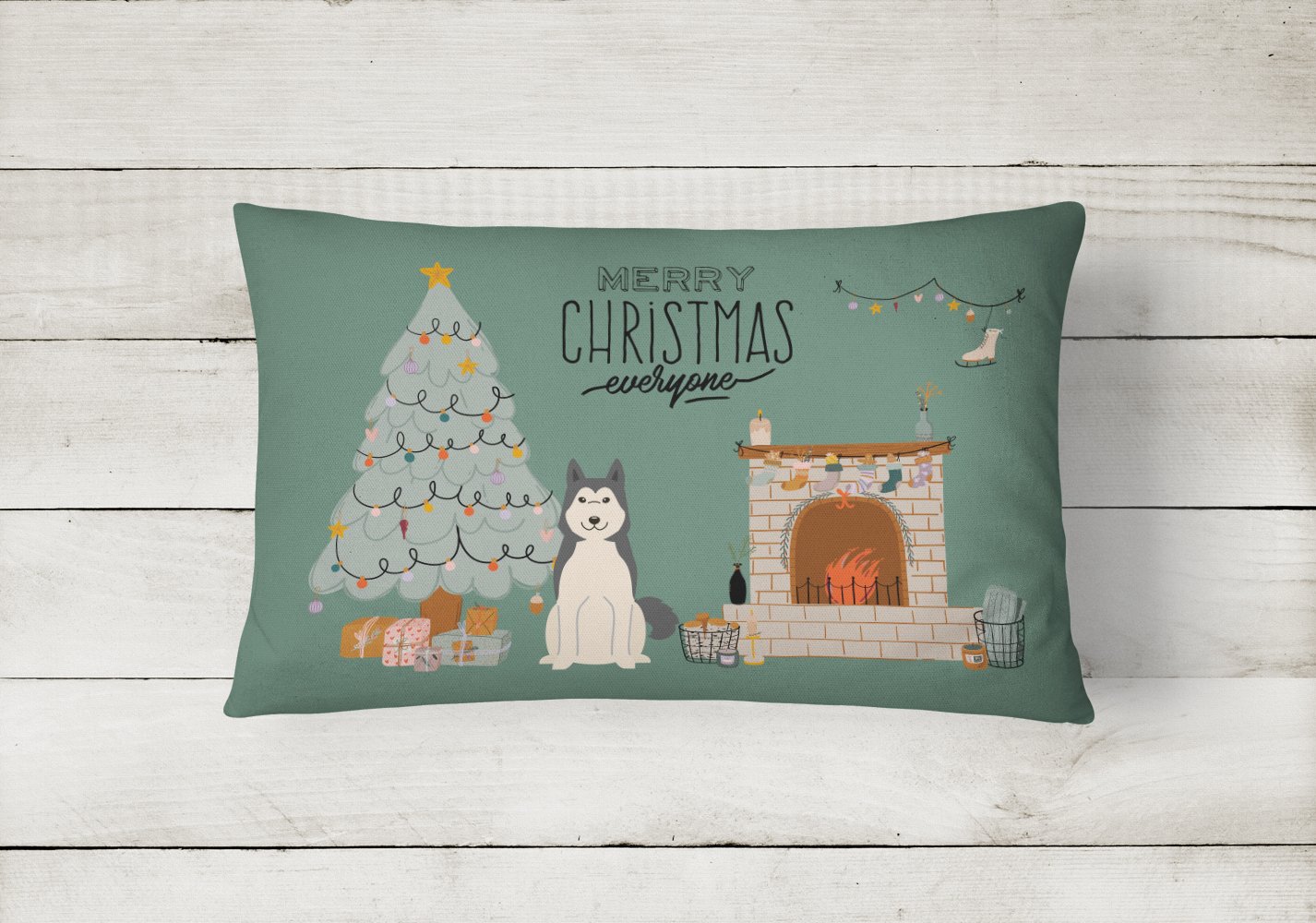 West Siberian Laika Spitz Christmas Everyone Canvas Fabric Decorative Pillow CK7588PW1216 by Caroline's Treasures