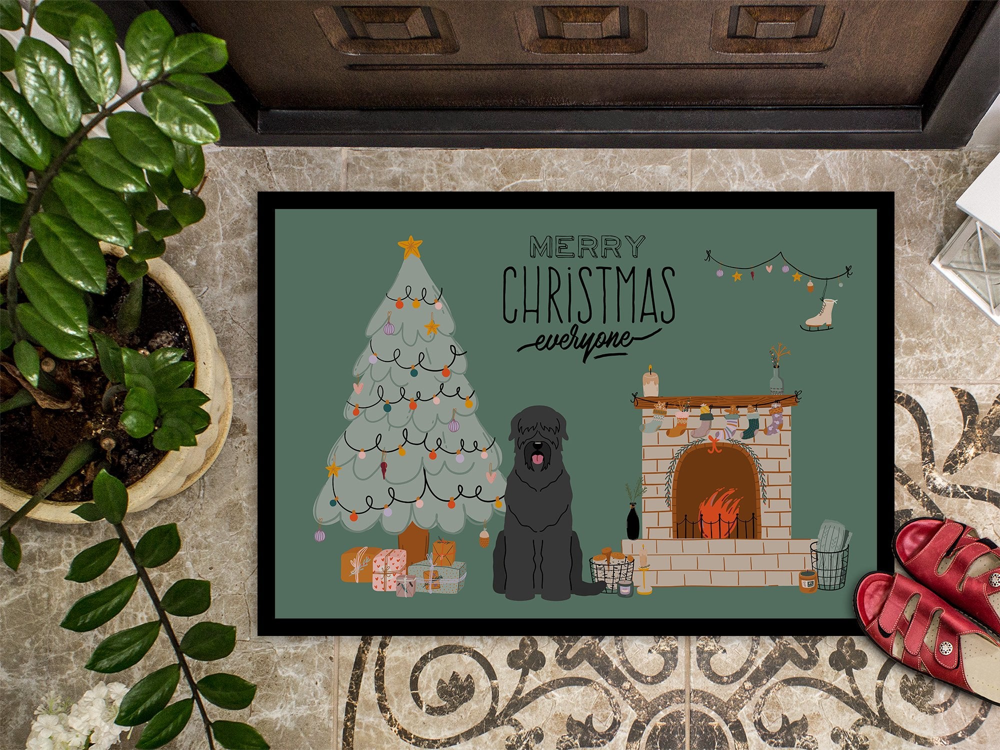 Black Russian Terrier Christmas Everyone Indoor or Outdoor Mat 24x36 CK7589JMAT by Caroline's Treasures