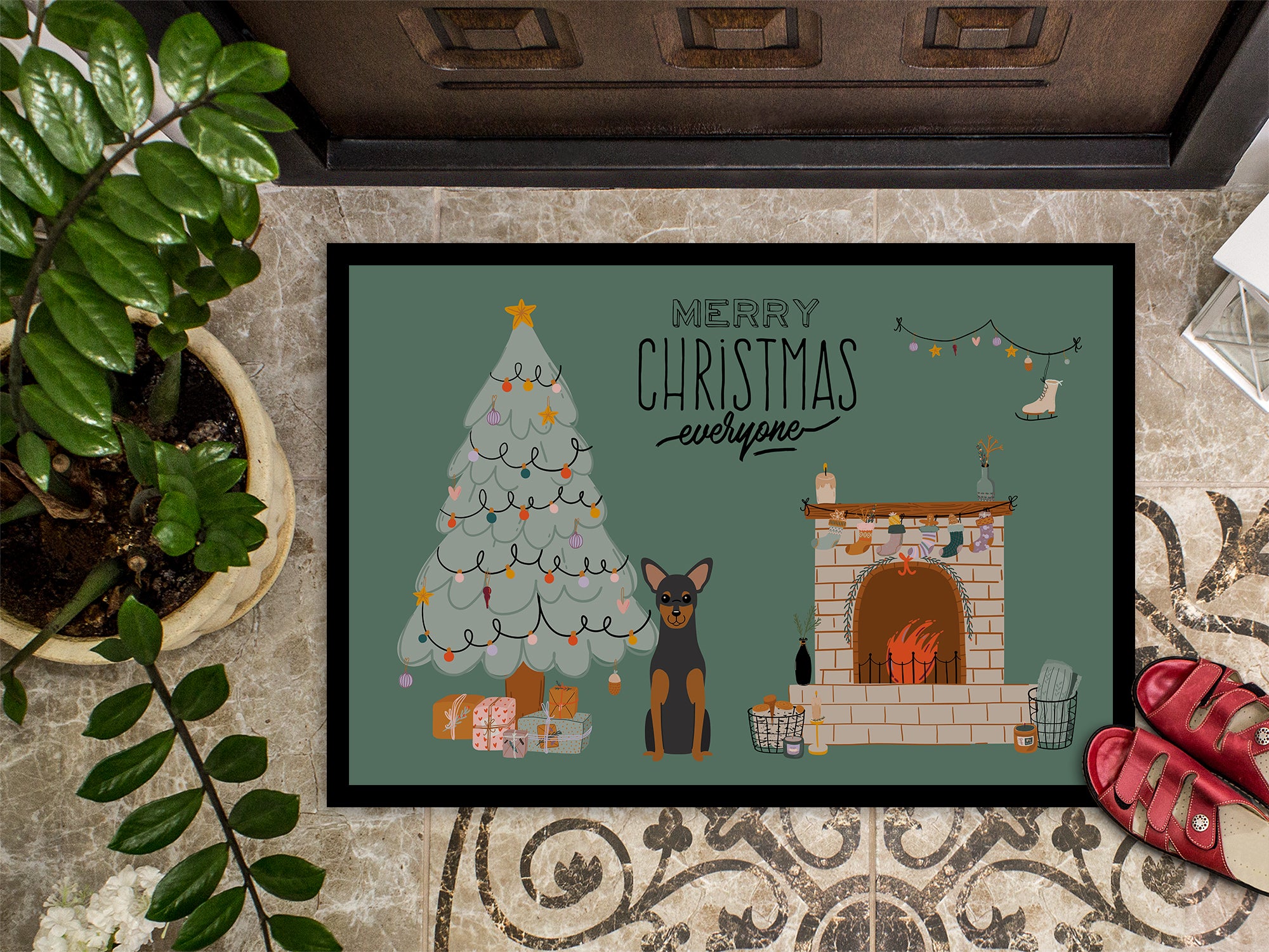 Manchester Terrier Christmas Everyone Indoor or Outdoor Mat 18x27 CK7591MAT - the-store.com