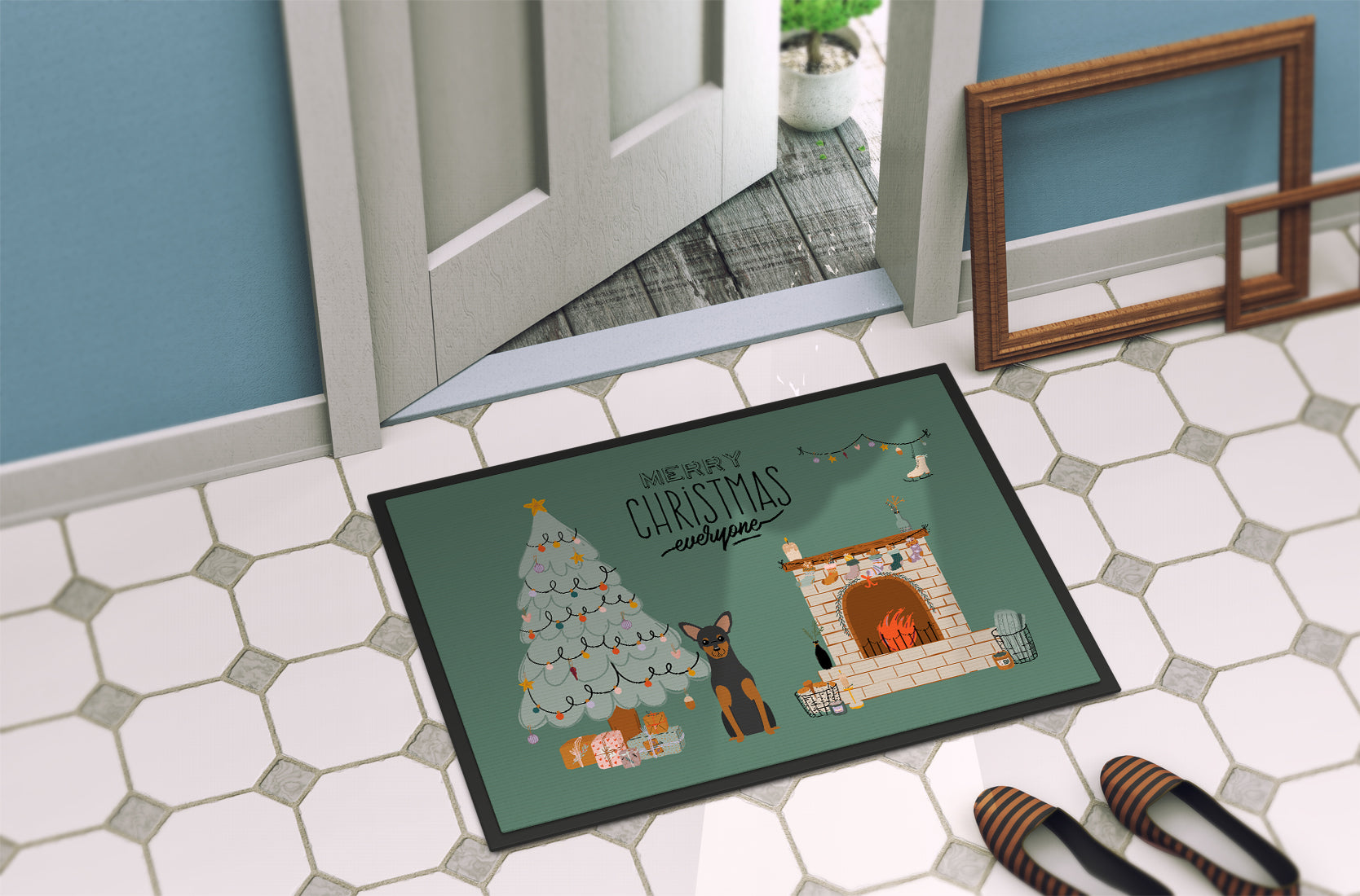 Manchester Terrier Christmas Everyone Indoor or Outdoor Mat 18x27 CK7591MAT - the-store.com