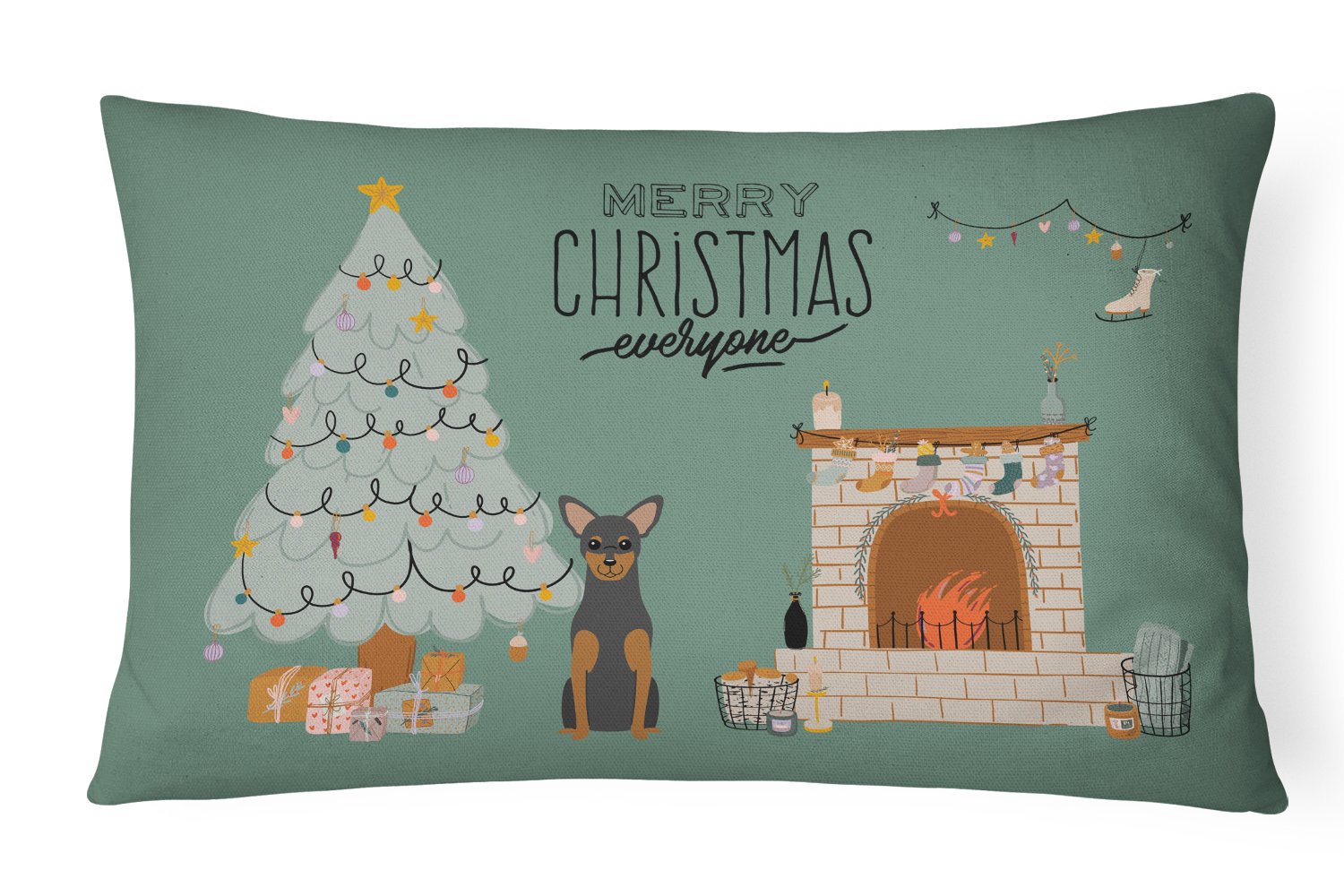 Manchester Terrier Christmas Everyone Canvas Fabric Decorative Pillow CK7591PW1216 by Caroline's Treasures