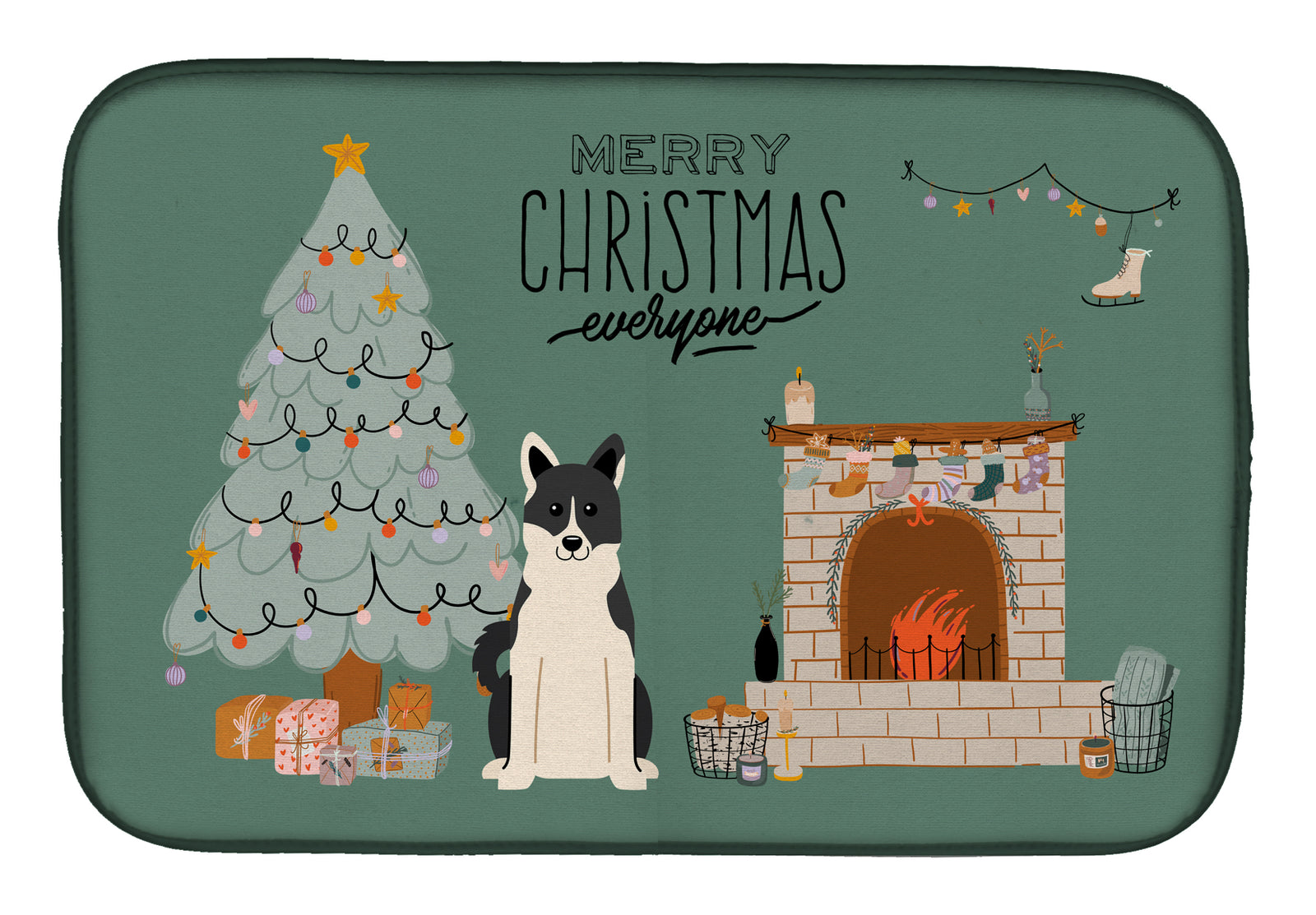 Russo-European Laika Spitz Christmas Everyone Dish Drying Mat CK7592DDM  the-store.com.