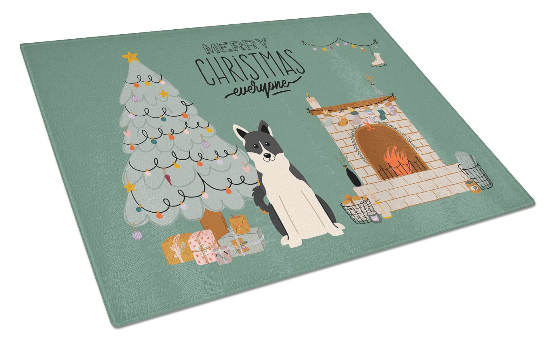 Russo-European Laika Spitz Christmas Everyone Glass Cutting Board Large CK7592LCB by Caroline's Treasures