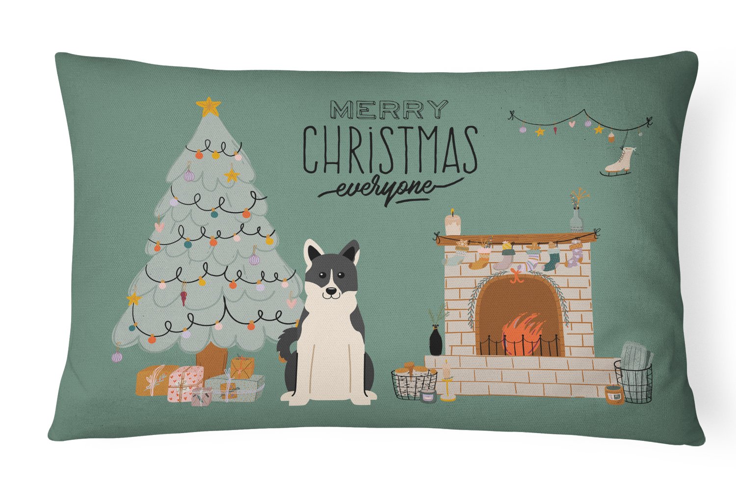 Russo-European Laika Spitz Christmas Everyone Canvas Fabric Decorative Pillow CK7592PW1216 by Caroline's Treasures