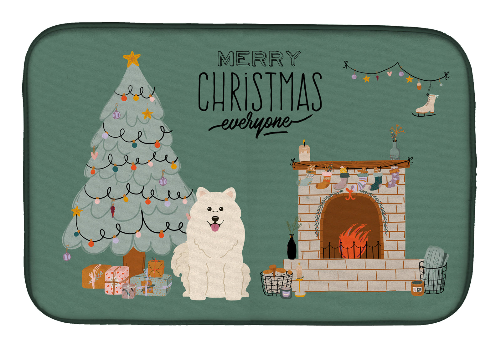 Samoyed Christmas Everyone Dish Drying Mat CK7593DDM  the-store.com.