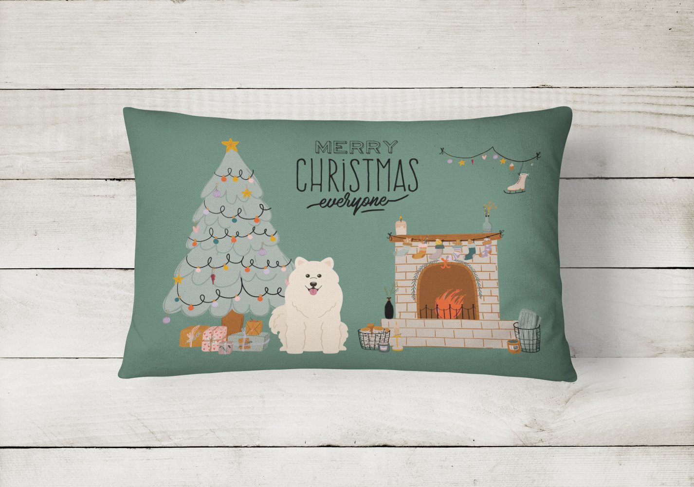 Samoyed Christmas Everyone Canvas Fabric Decorative Pillow CK7593PW1216 by Caroline's Treasures