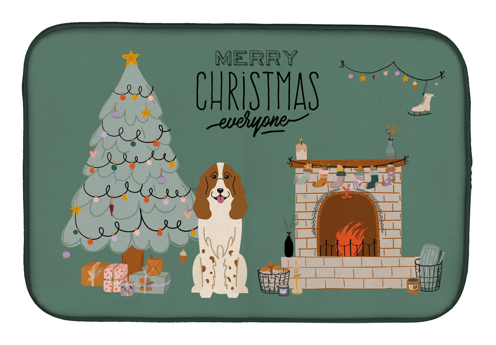 Russian Spaniel Christmas Everyone Dish Drying Mat CK7594DDM  the-store.com.