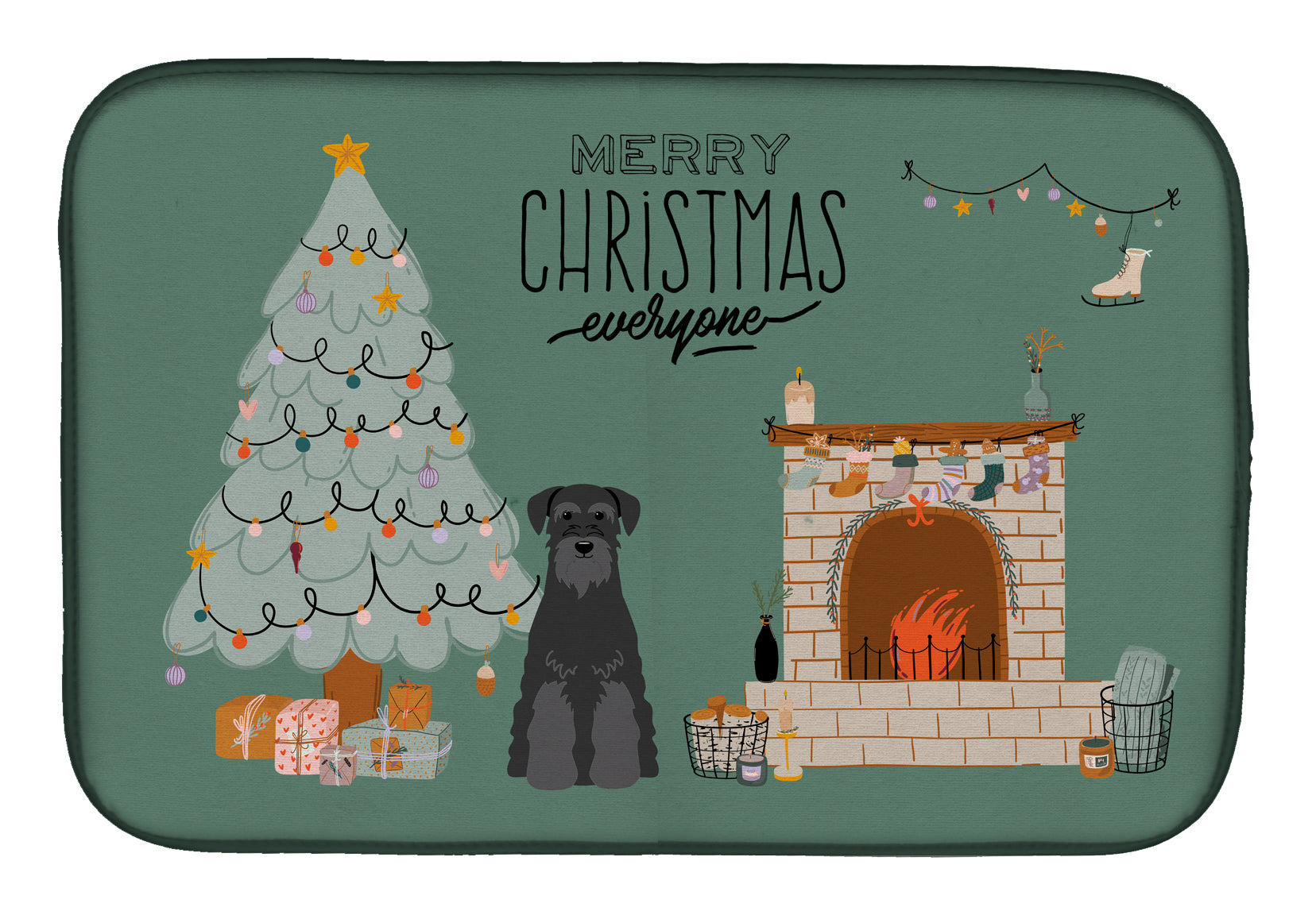 Black Standard Schnauzer Christmas Everyone Dish Drying Mat CK7595DDM  the-store.com.