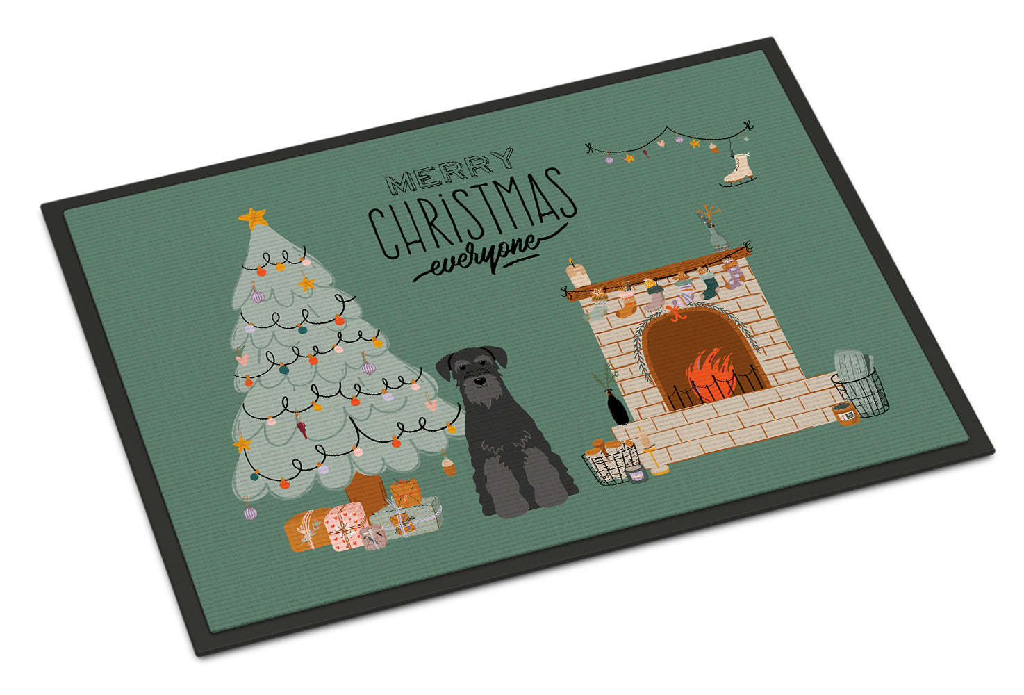 Black Standard Schnauzer Christmas Everyone Indoor or Outdoor Mat 18x27 CK7595MAT - the-store.com