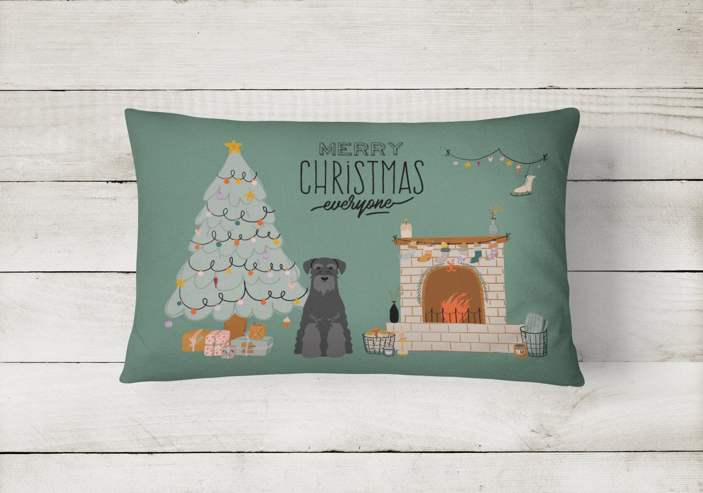 Black Standard Schnauzer Christmas Everyone Canvas Fabric Decorative Pillow CK7595PW1216 by Caroline's Treasures