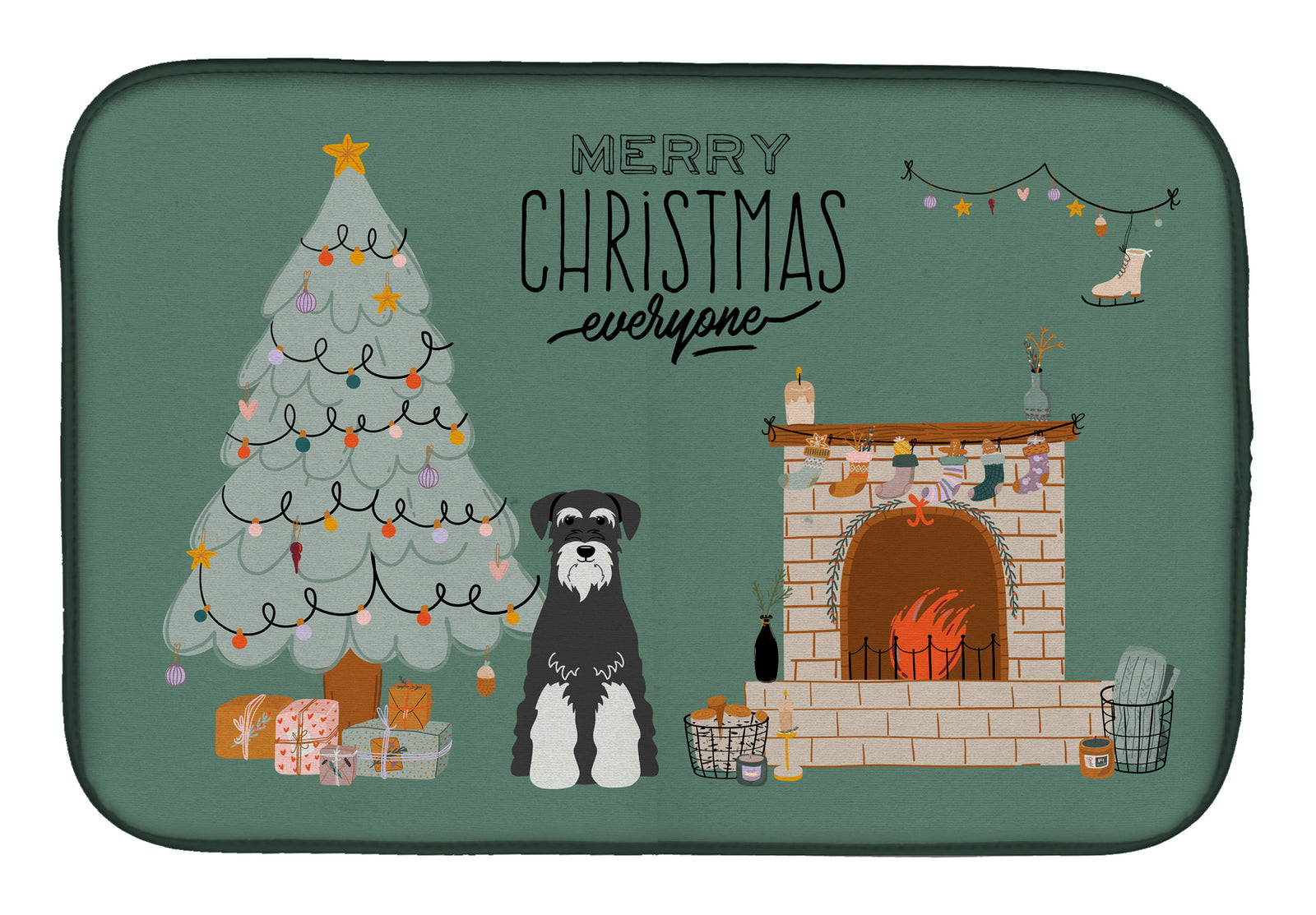 Salt and Pepper Standard Schnauzer Christmas Everyone Dish Drying Mat CK7596DDM  the-store.com.