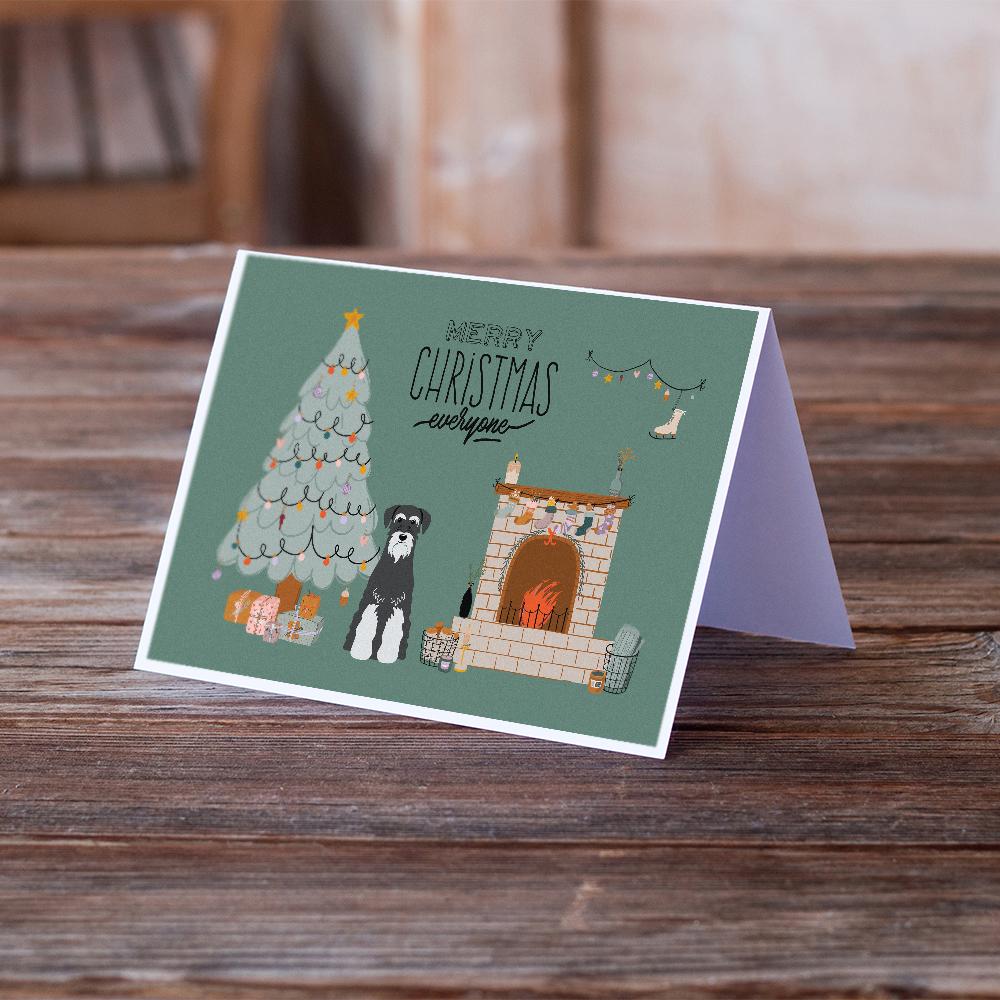 Salt and Pepper Standard Schnauzer Christmas Everyone Greeting Cards and Envelopes Pack of 8 - the-store.com