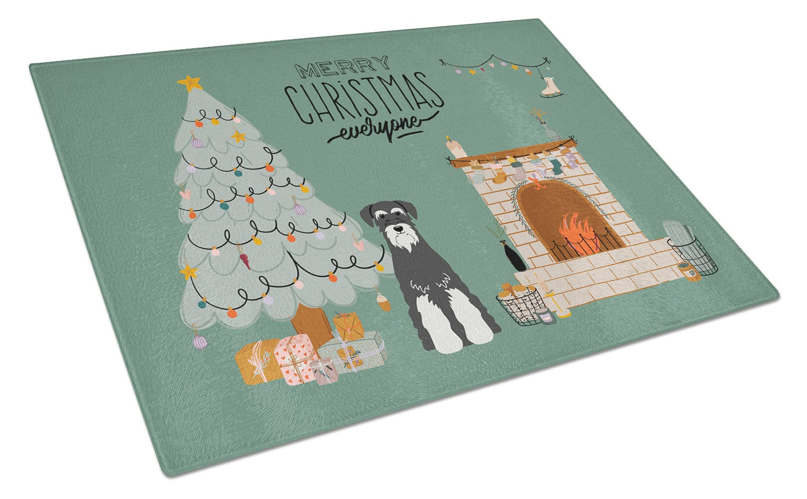 Salt and Pepper Standard Schnauzer Christmas Everyone Glass Cutting Board Large CK7596LCB by Caroline's Treasures