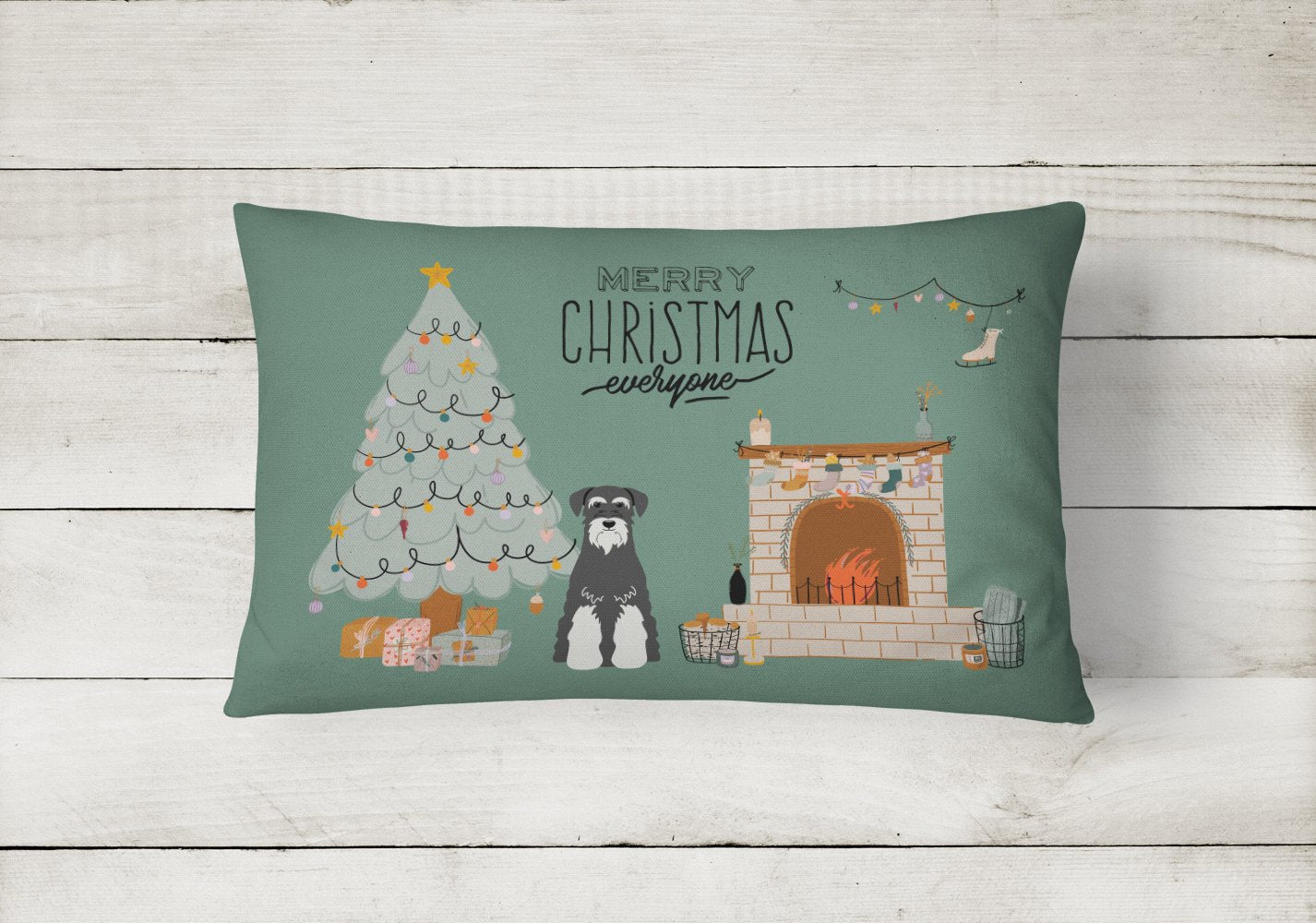 Salt and Pepper Standard Schnauzer Christmas Everyone Canvas Fabric Decorative Pillow CK7596PW1216 by Caroline's Treasures