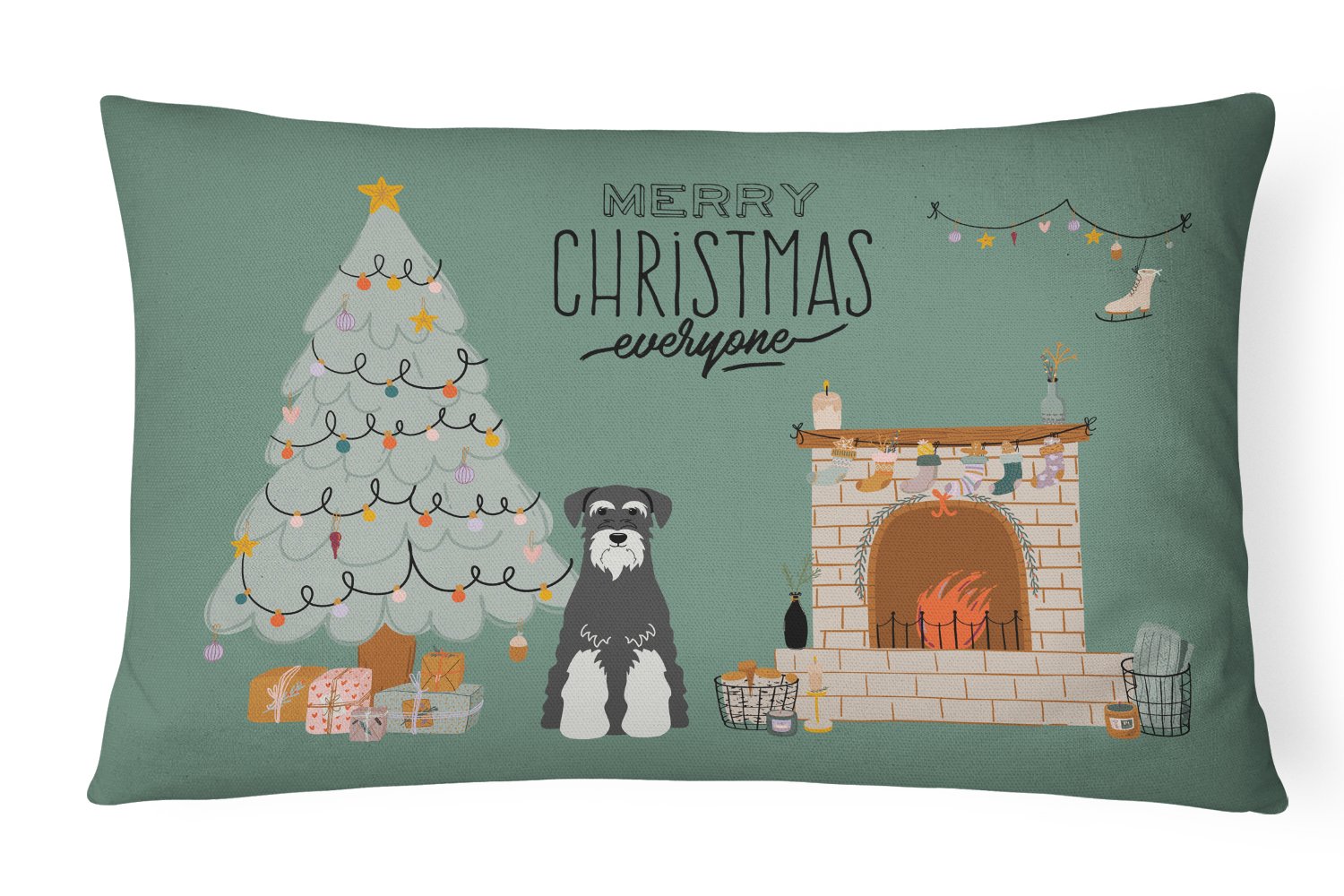 Salt and Pepper Standard Schnauzer Christmas Everyone Canvas Fabric Decorative Pillow CK7596PW1216 by Caroline's Treasures