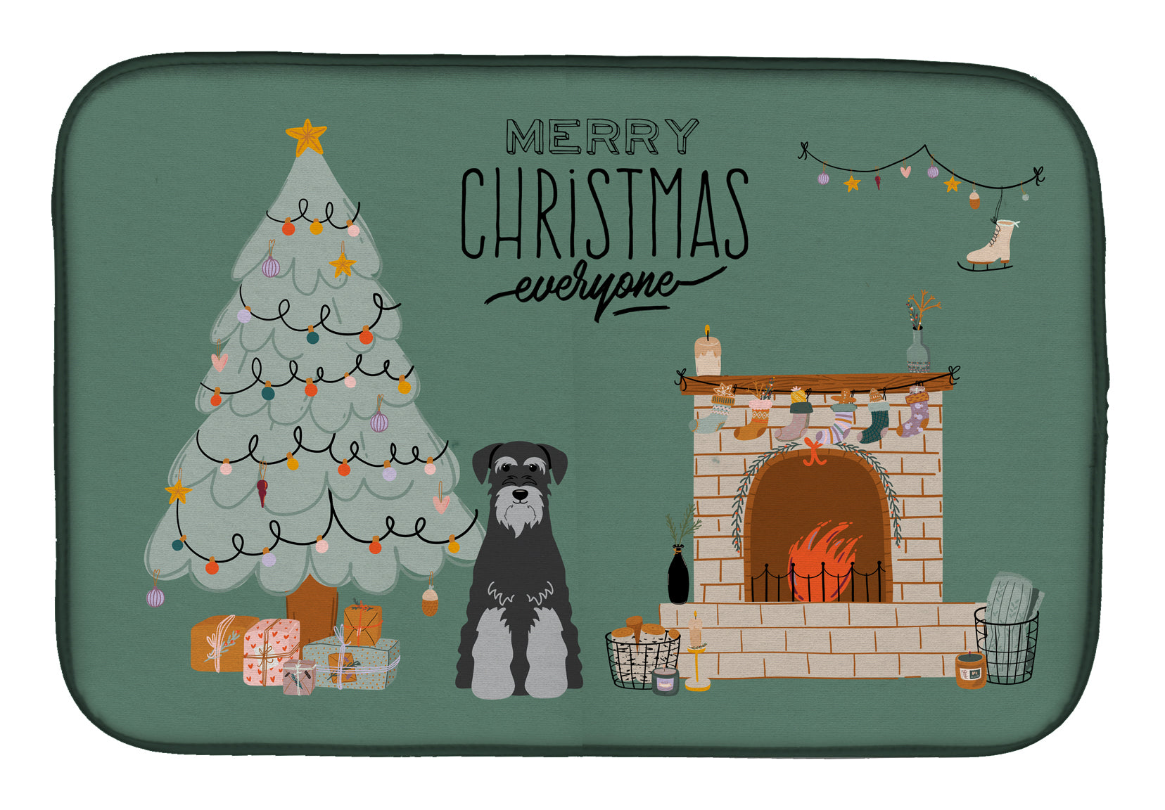 Black Grey Standard Schnauzer Christmas Everyone Dish Drying Mat CK7597DDM  the-store.com.