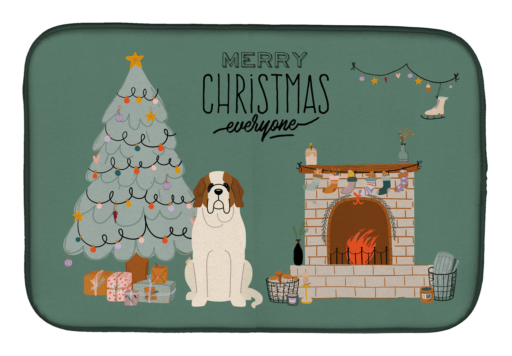 Saint Bernard Christmas Everyone Dish Drying Mat CK7598DDM  the-store.com.