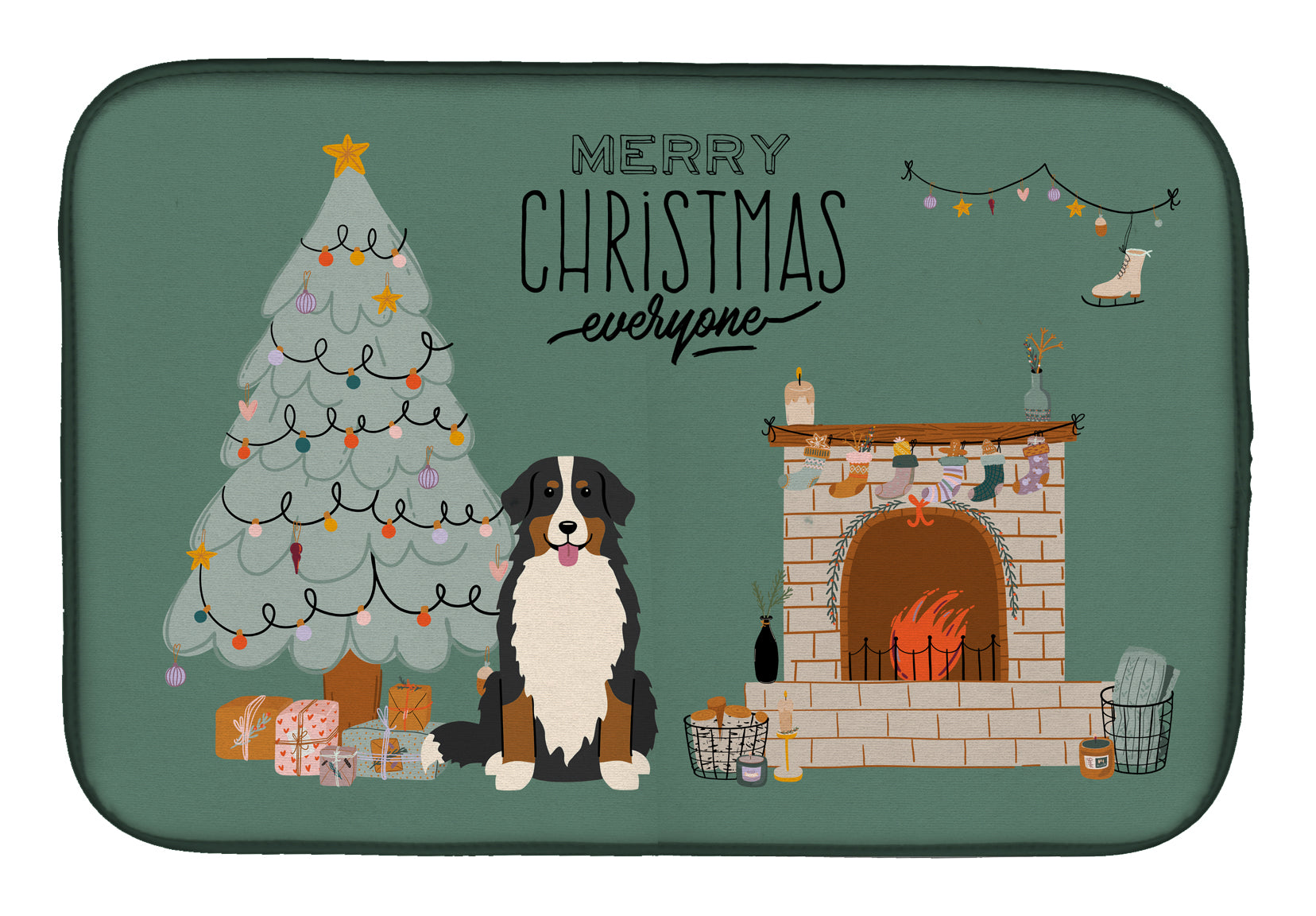 Bernese Mountain Dog Christmas Everyone Dish Drying Mat CK7599DDM  the-store.com.