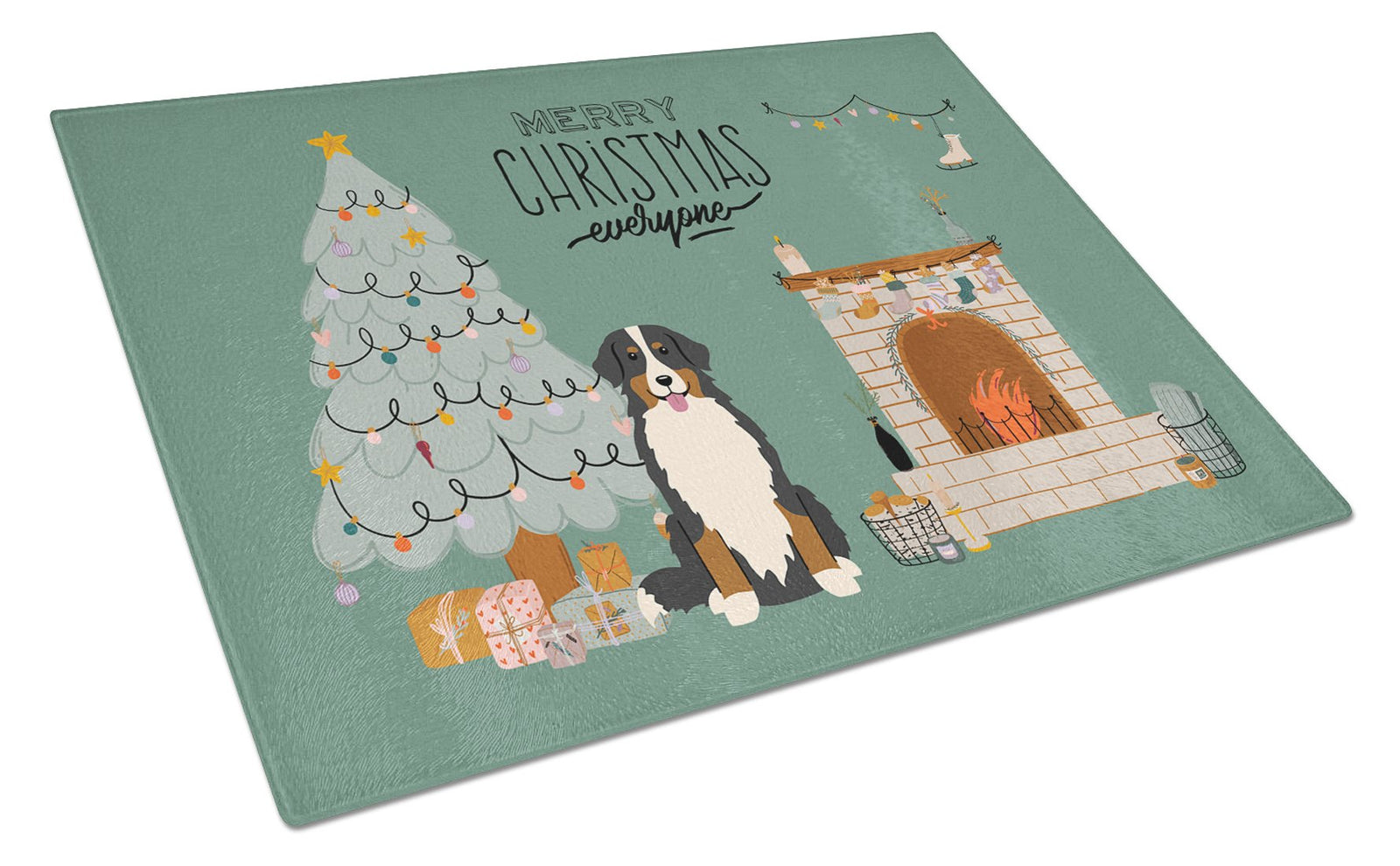 Bernese Mountain Dog Christmas Everyone Glass Cutting Board Large CK7599LCB by Caroline's Treasures