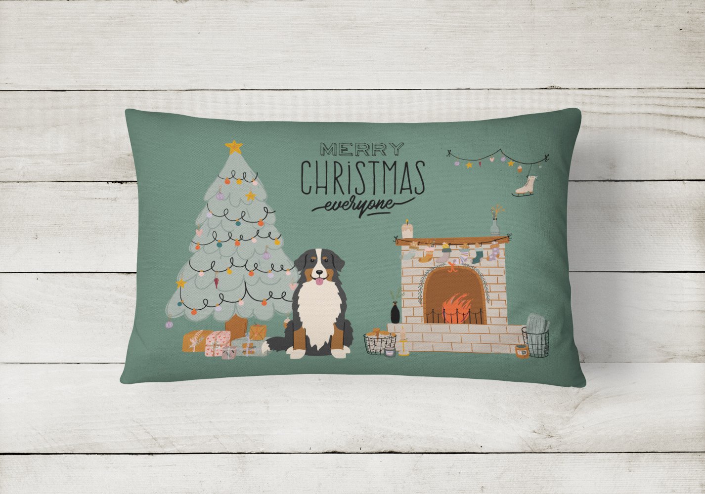 Bernese Mountain Dog Christmas Everyone Canvas Fabric Decorative Pillow CK7599PW1216 by Caroline's Treasures