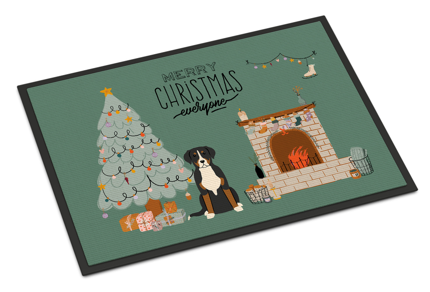 Greater Swiss Mountain Dog Christmas Everyone Indoor or Outdoor Mat 18x27 CK7600MAT - the-store.com